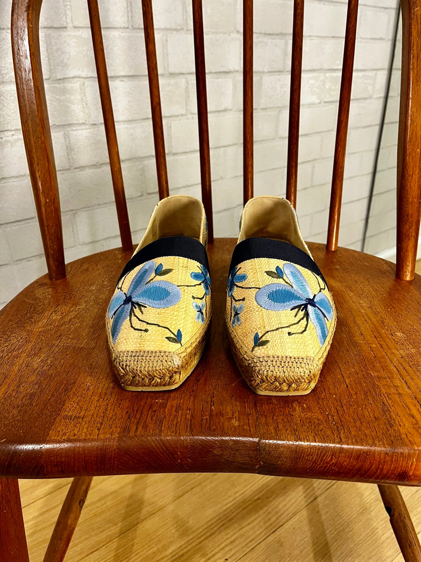 JIMMY CHOO New Flat Espadrilles with embroideries / US10.5-EU40.5