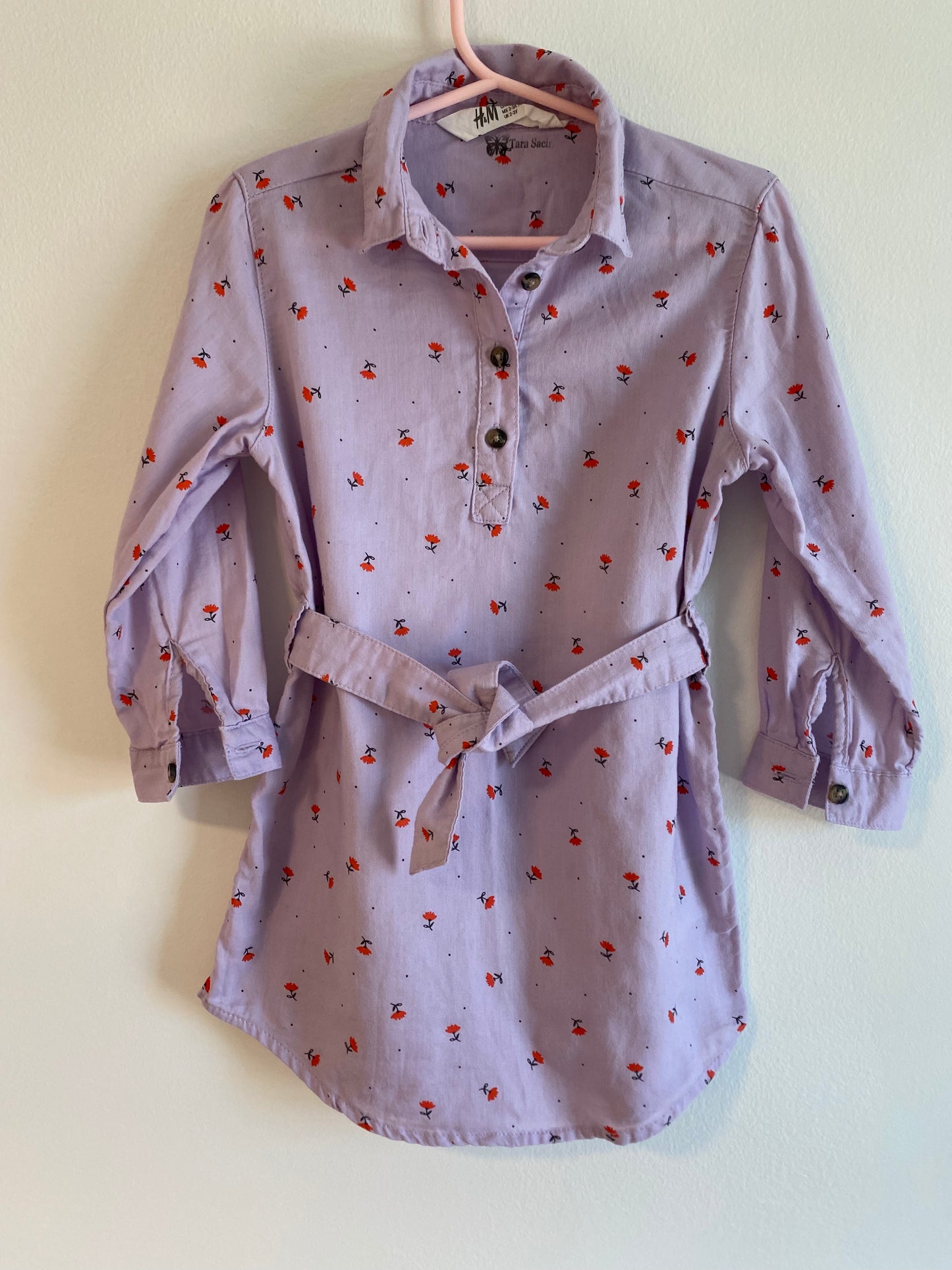 H&M Cotton Dress LS / 2-3Y