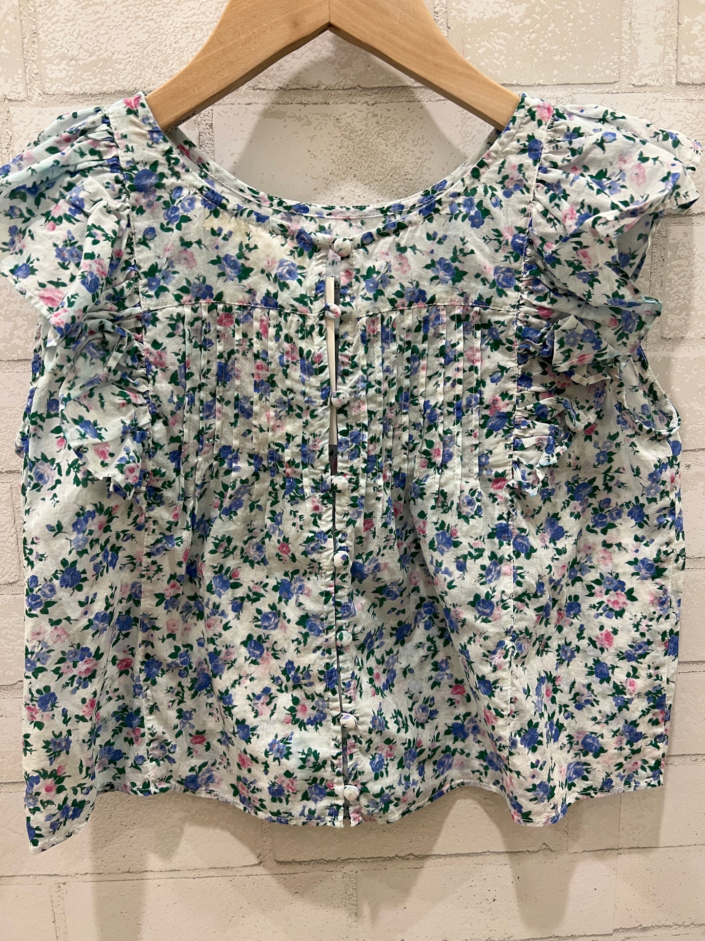 LOVE SHACK FANCY ss blouse flowers/ 10Y