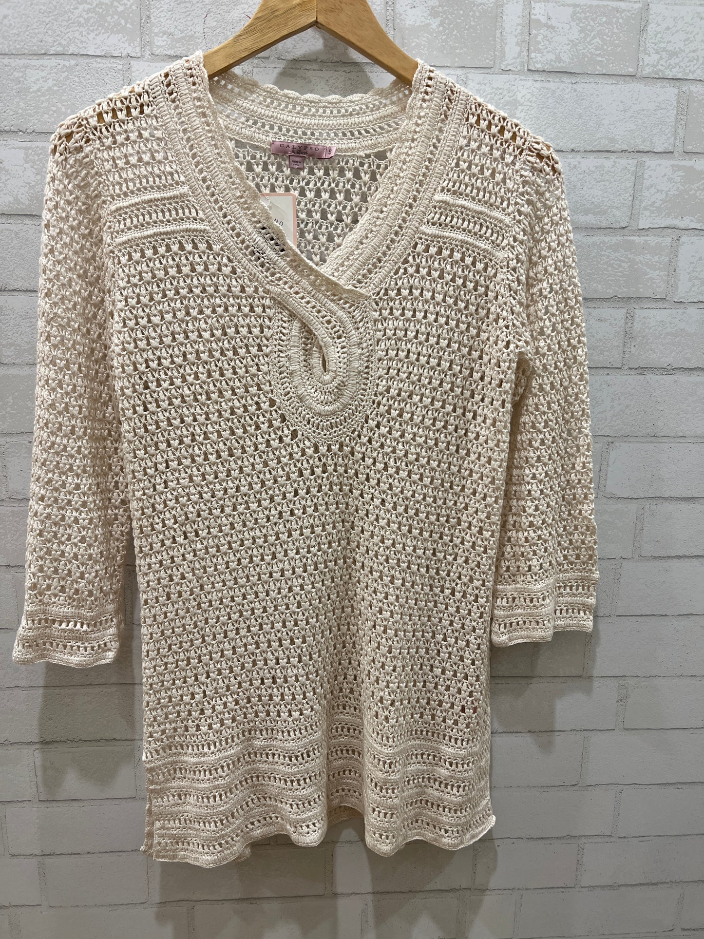 CALYPSO crochet ls top/ S