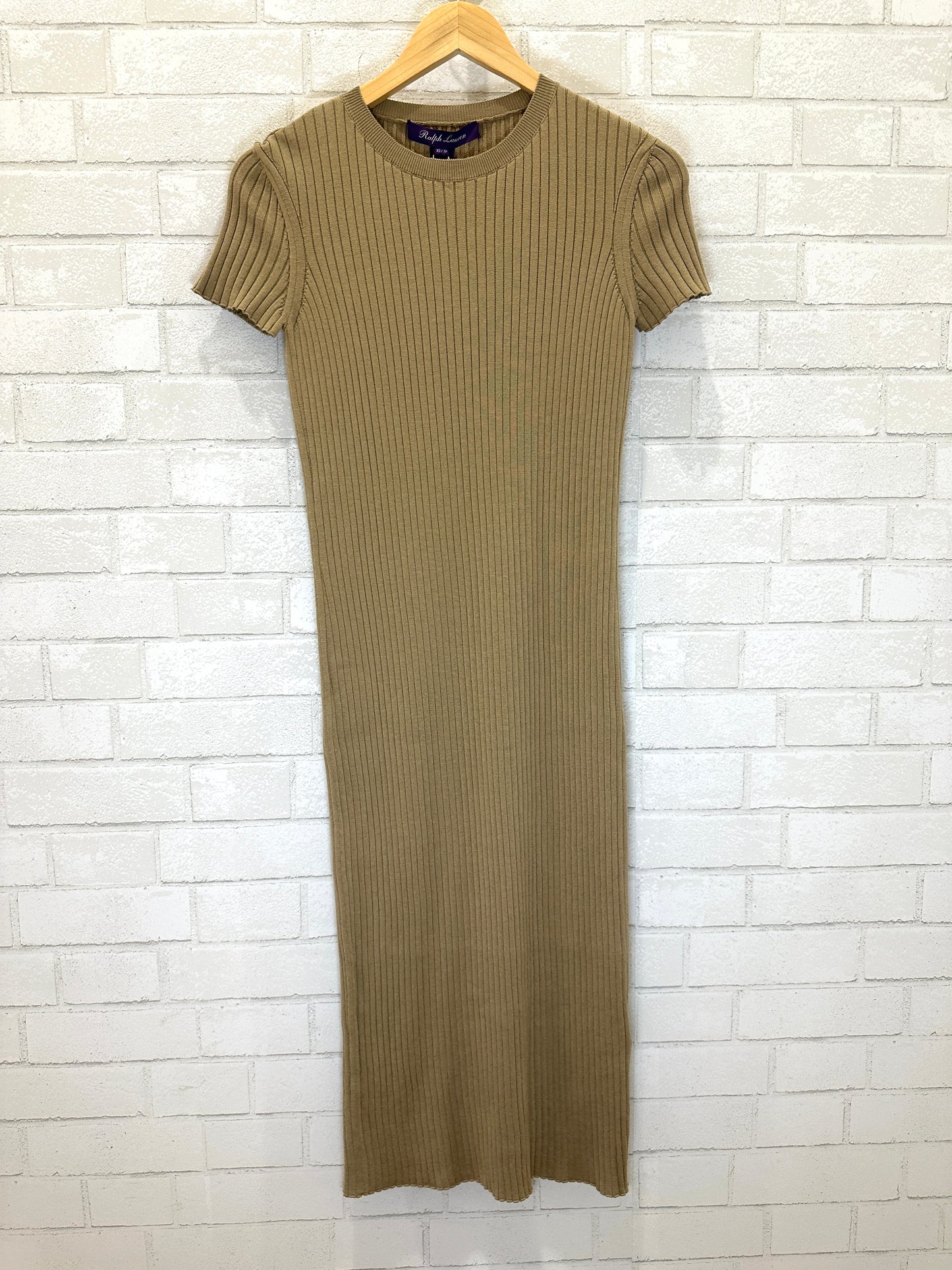 RALPH LAUREN PURPLE ribbed midi ss dress NWT/ XS