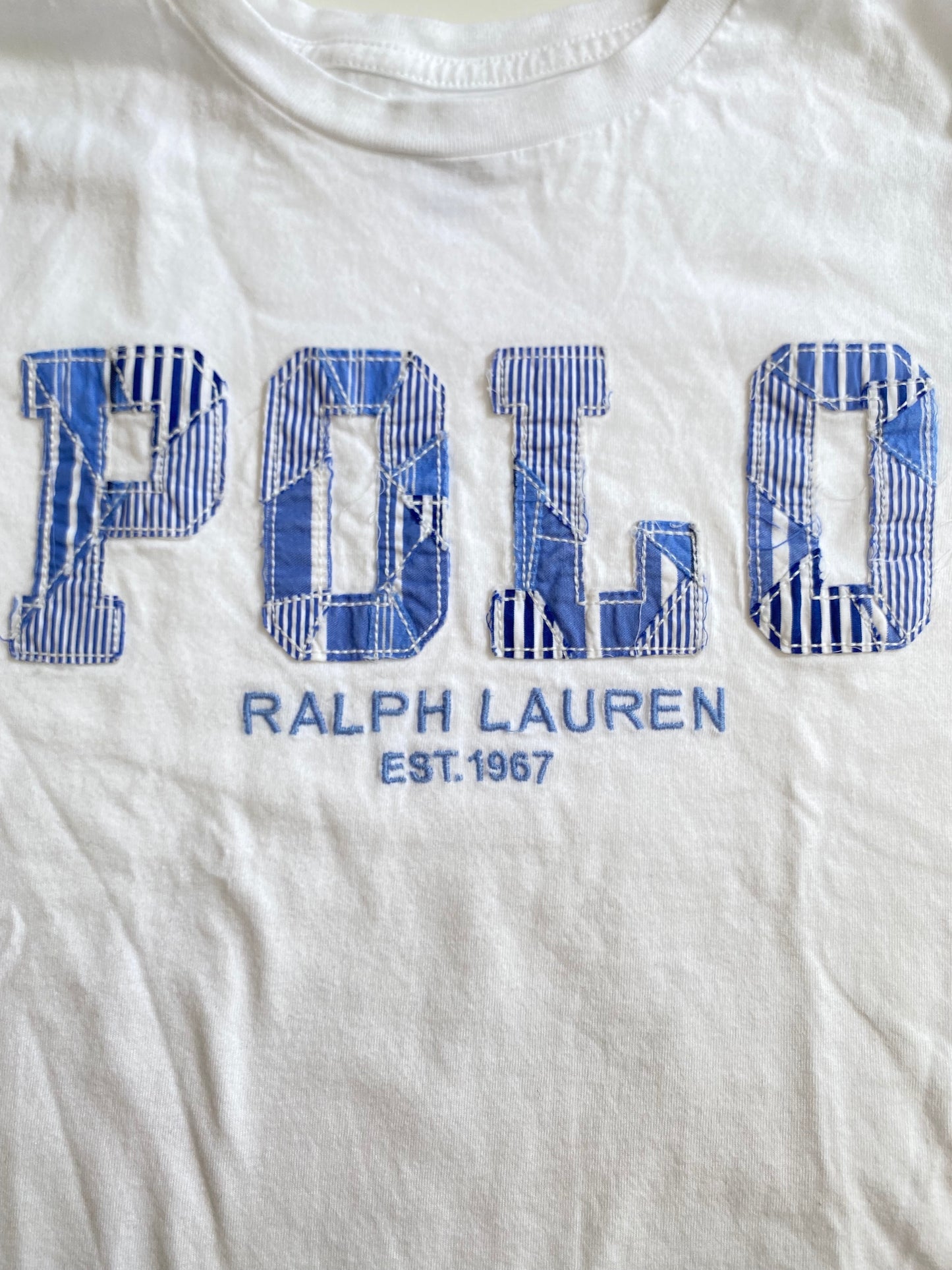 POLO ss blue stripe logo tshirt/ 8-10Y