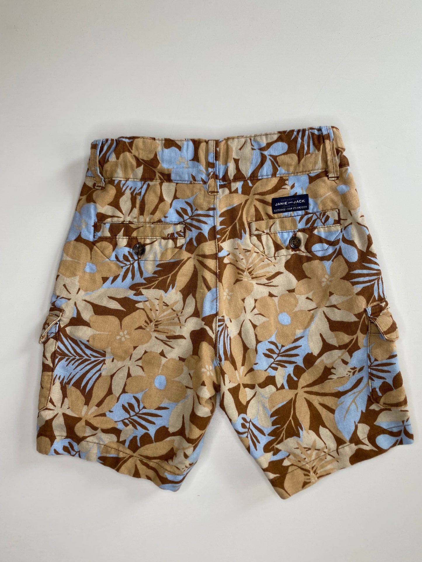 JANIE & JACK brown flower linen shorts/ 4Y