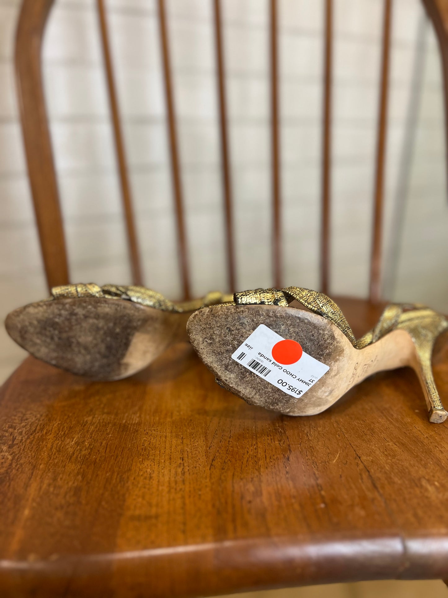 JIMMY CHOO Gold Sandals / US7-EU37