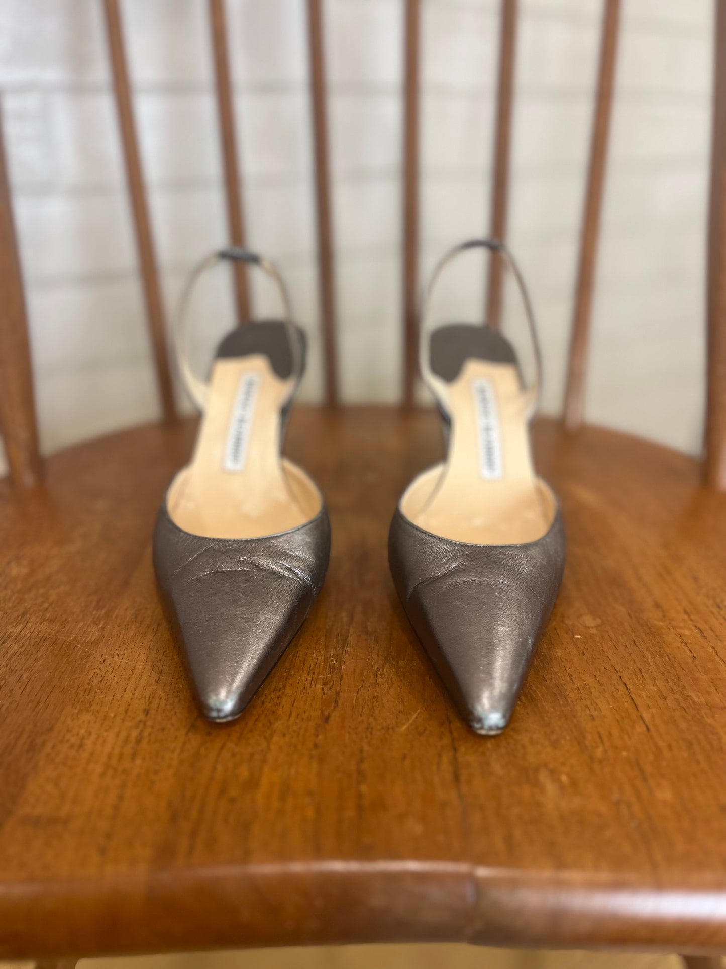 MANOLO BLAHNIK Leather Sling Back Heel