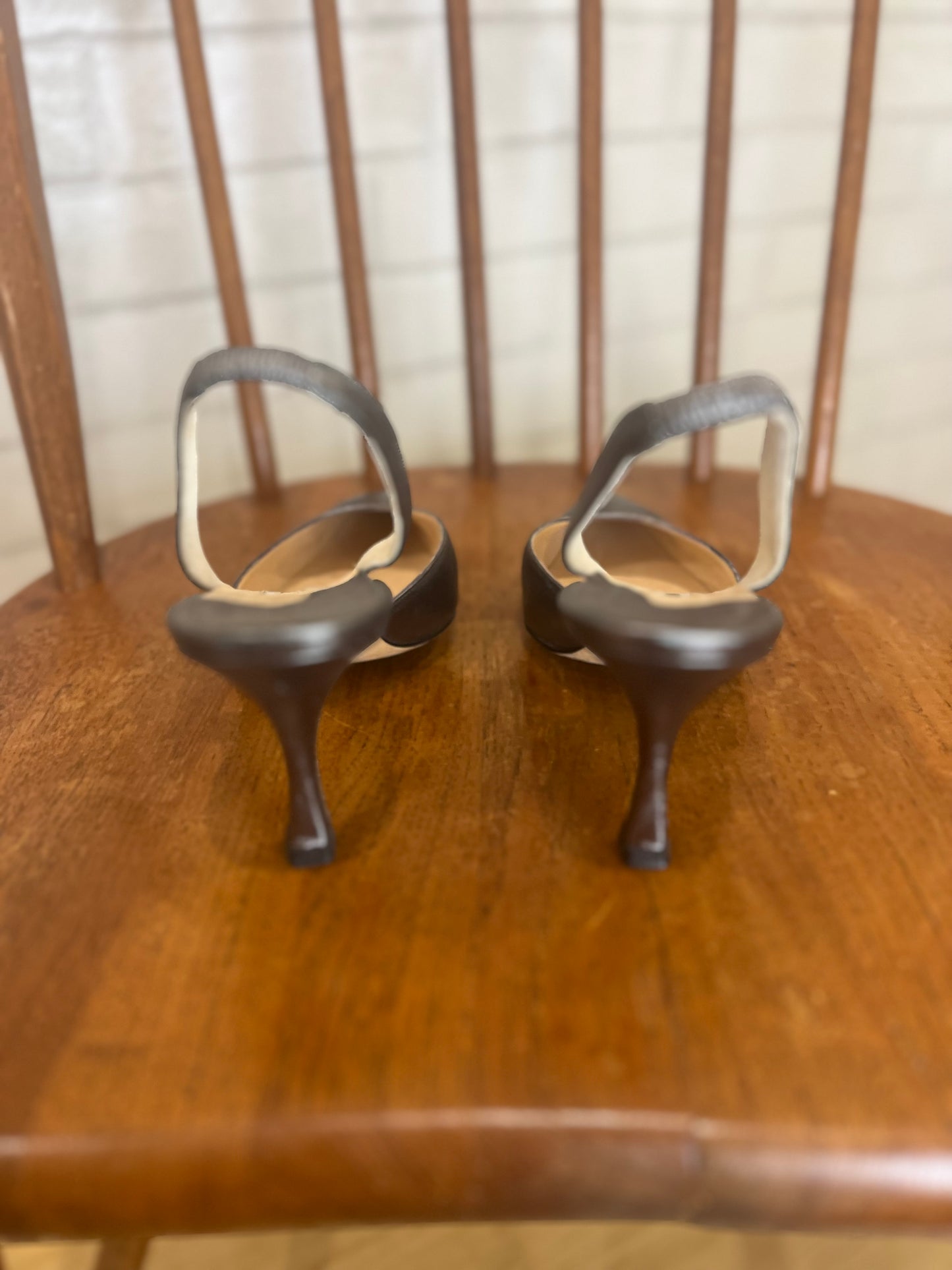 MANOLO BLAHNIK Leather Sling Back Heel