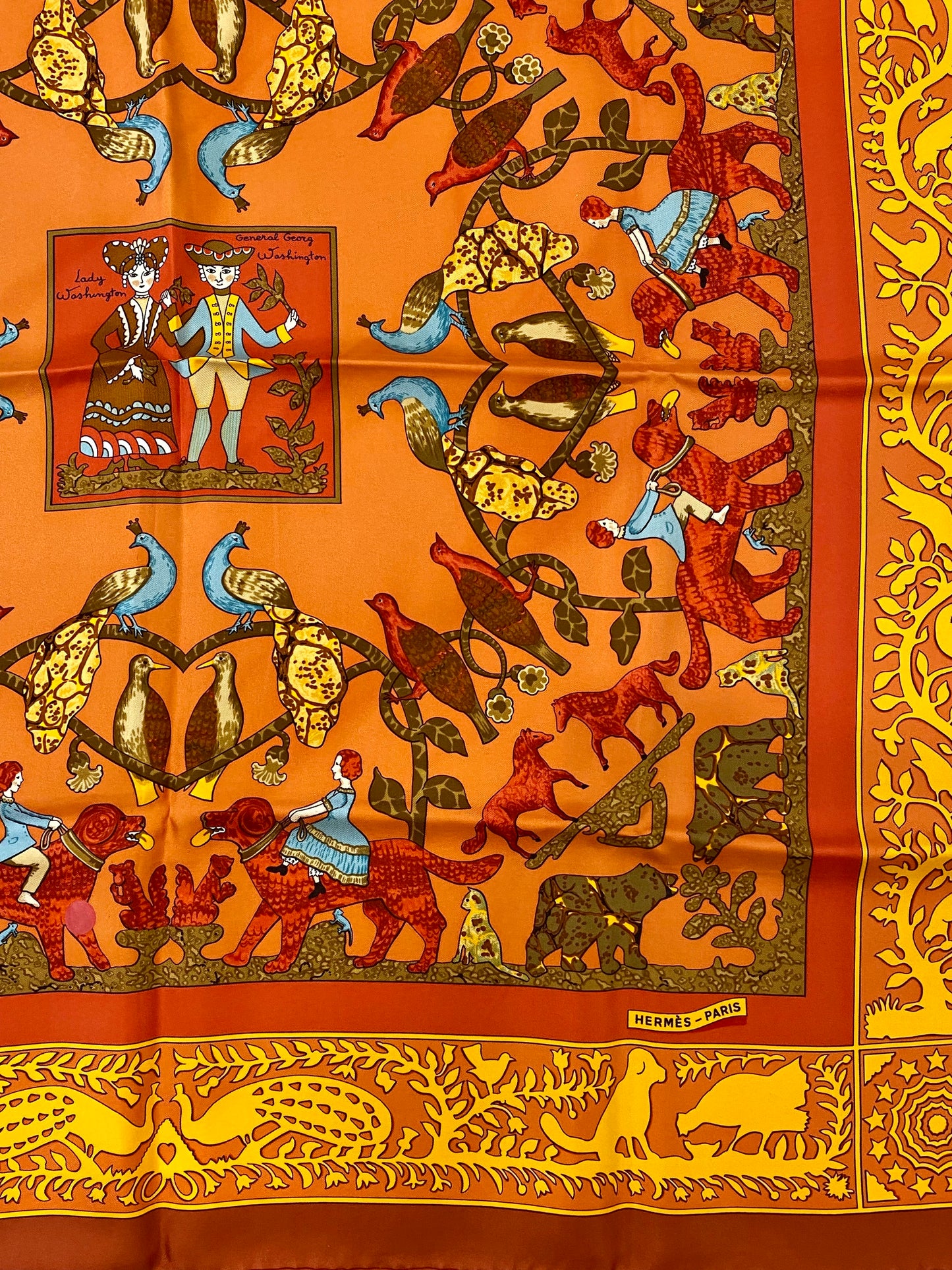 HERMES Silk Square EARLY AMERICA Scarf 90x90