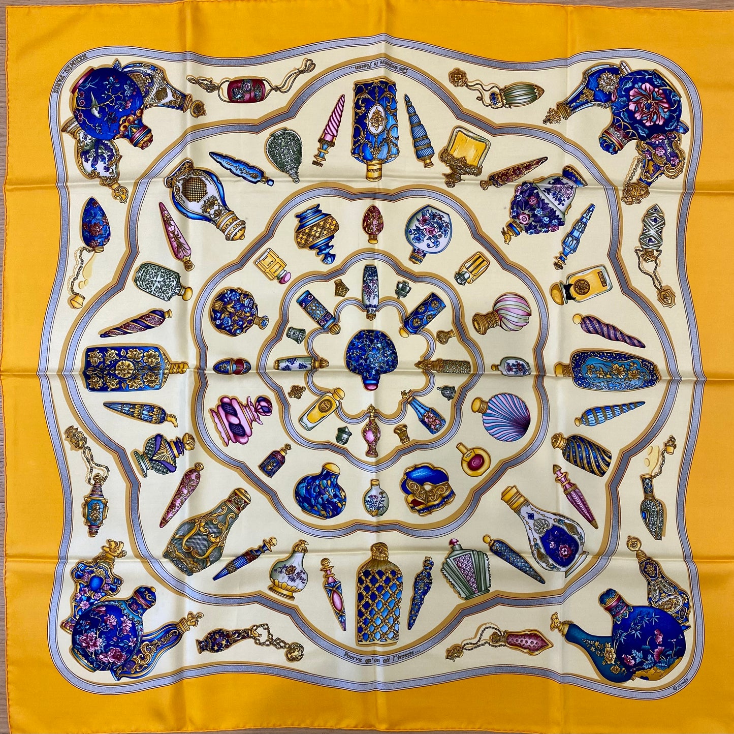 HERMES Silk Square QU'IMPORTE LE FLACON Scarf 90x90