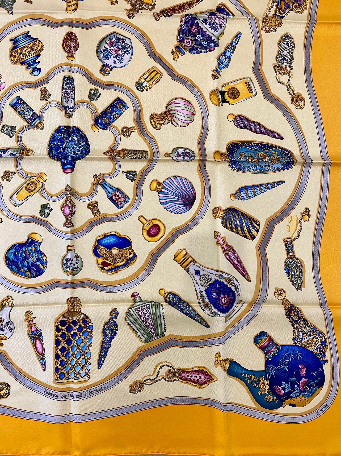 HERMES Silk Square QU'IMPORTE LE FLACON Scarf 90x90