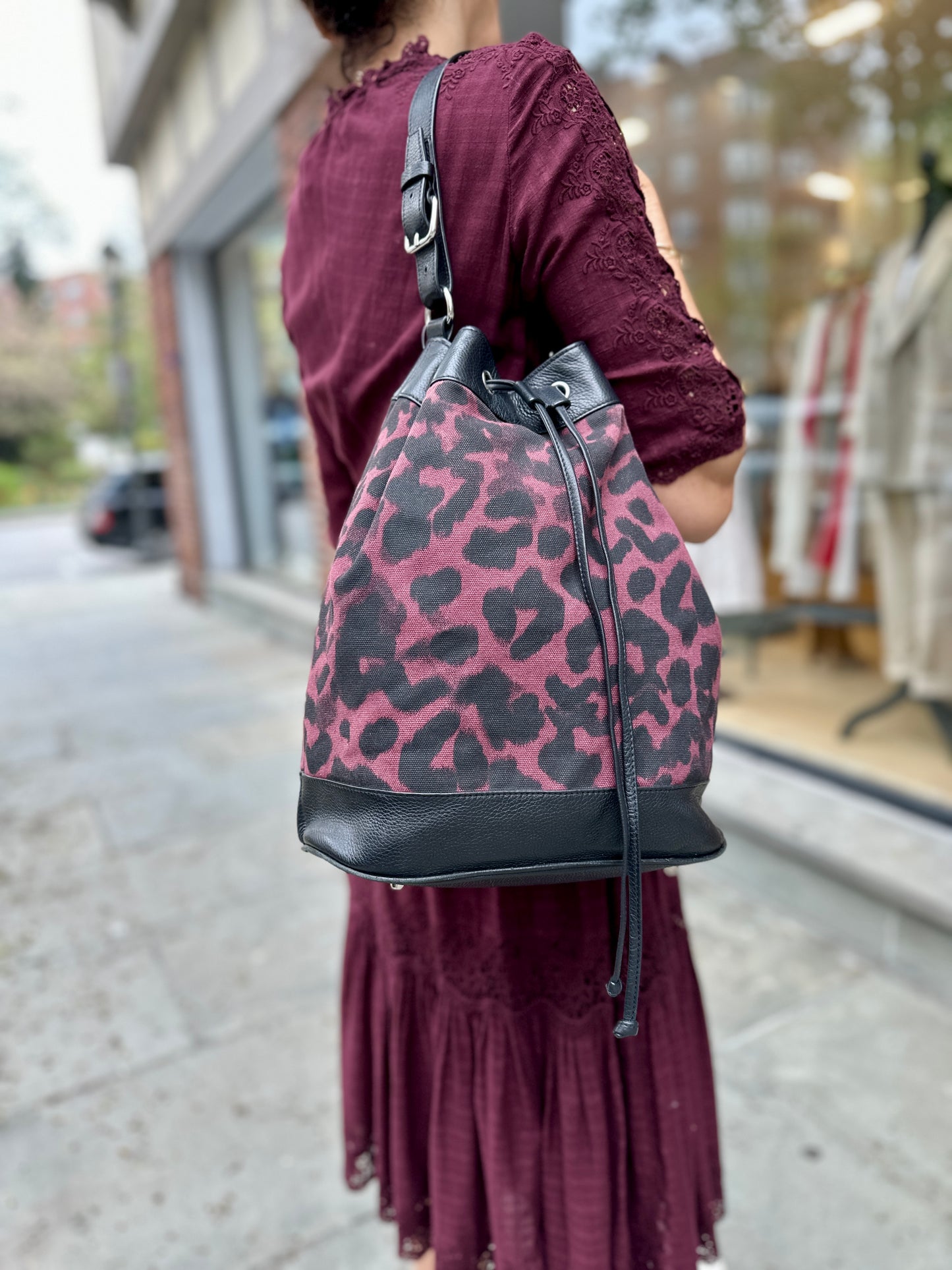 SANDRO Canva Bucket Bag