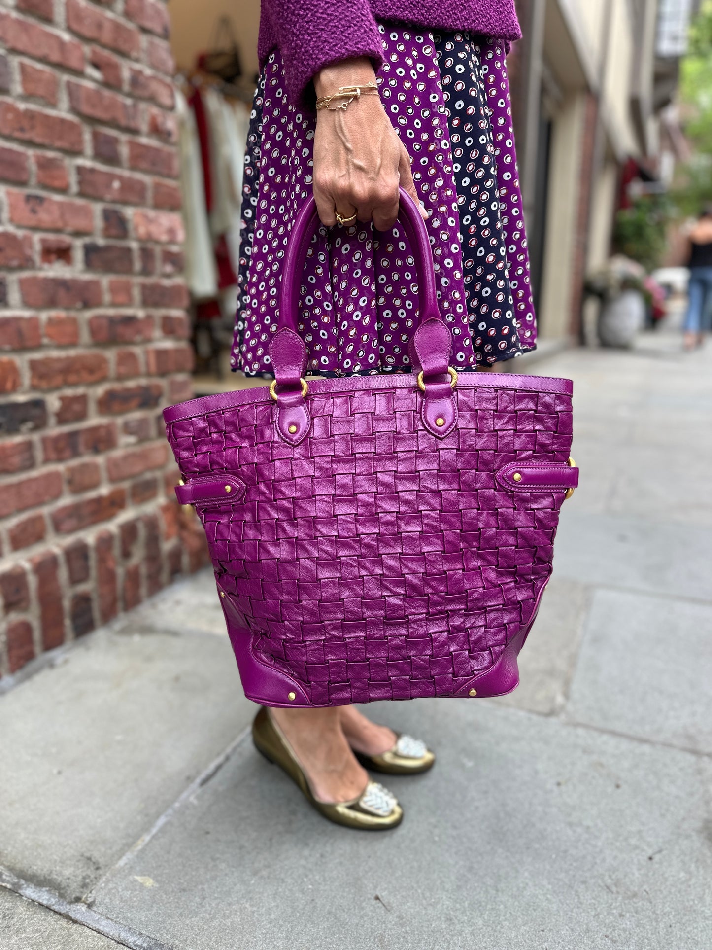 ESCADA Woven Leather Tote