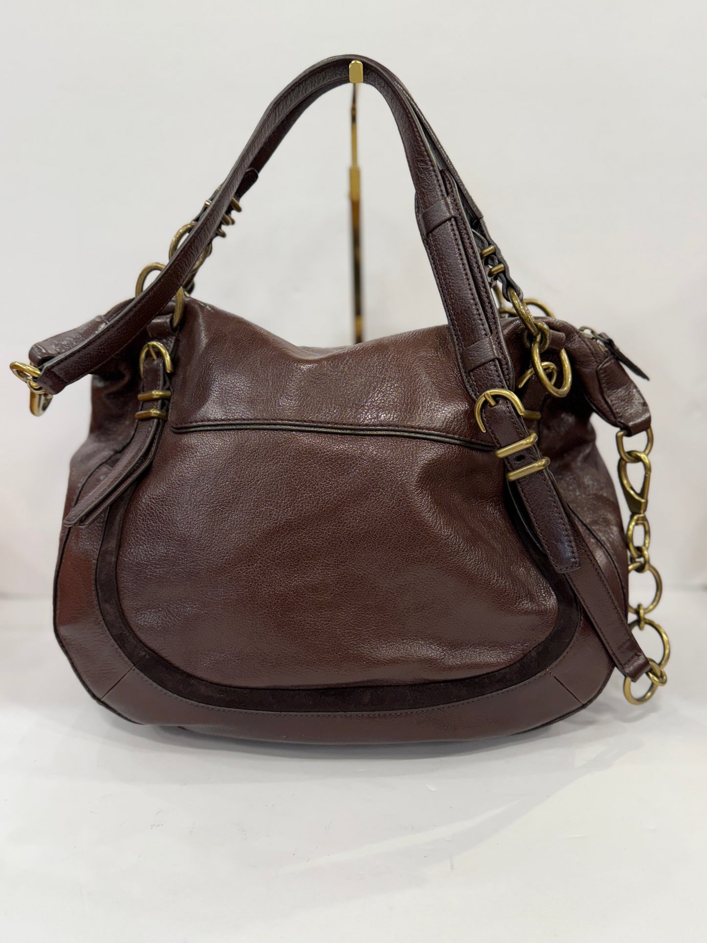 COACH Kristin Leather and Leopard printed Calf Hair Hobo Bag