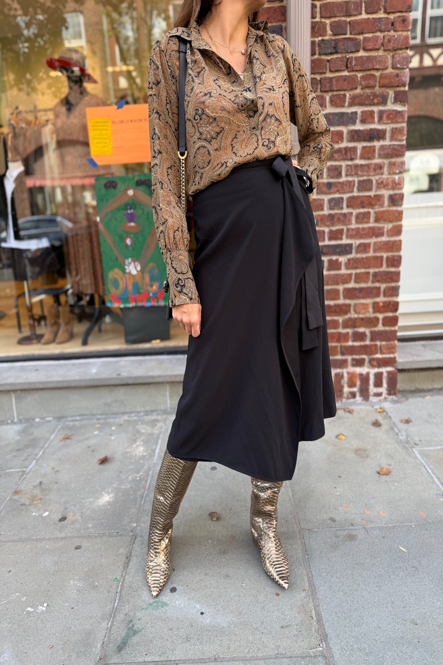 DEVI KROELL Gold Snake Skin Leather Tall Knee High Boots / US6.5-EU37