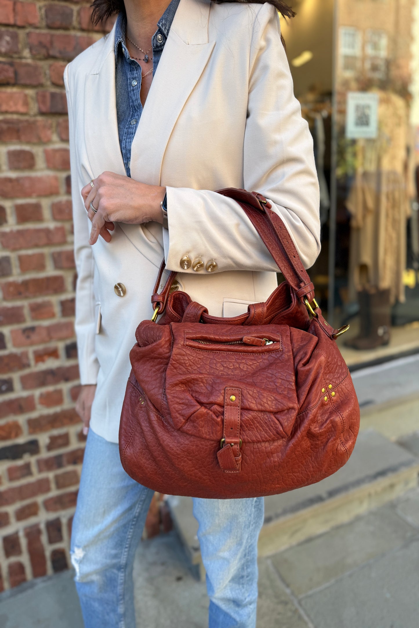 JEROME DREYFUSS Lambskin Billy Leather Tote Bag
