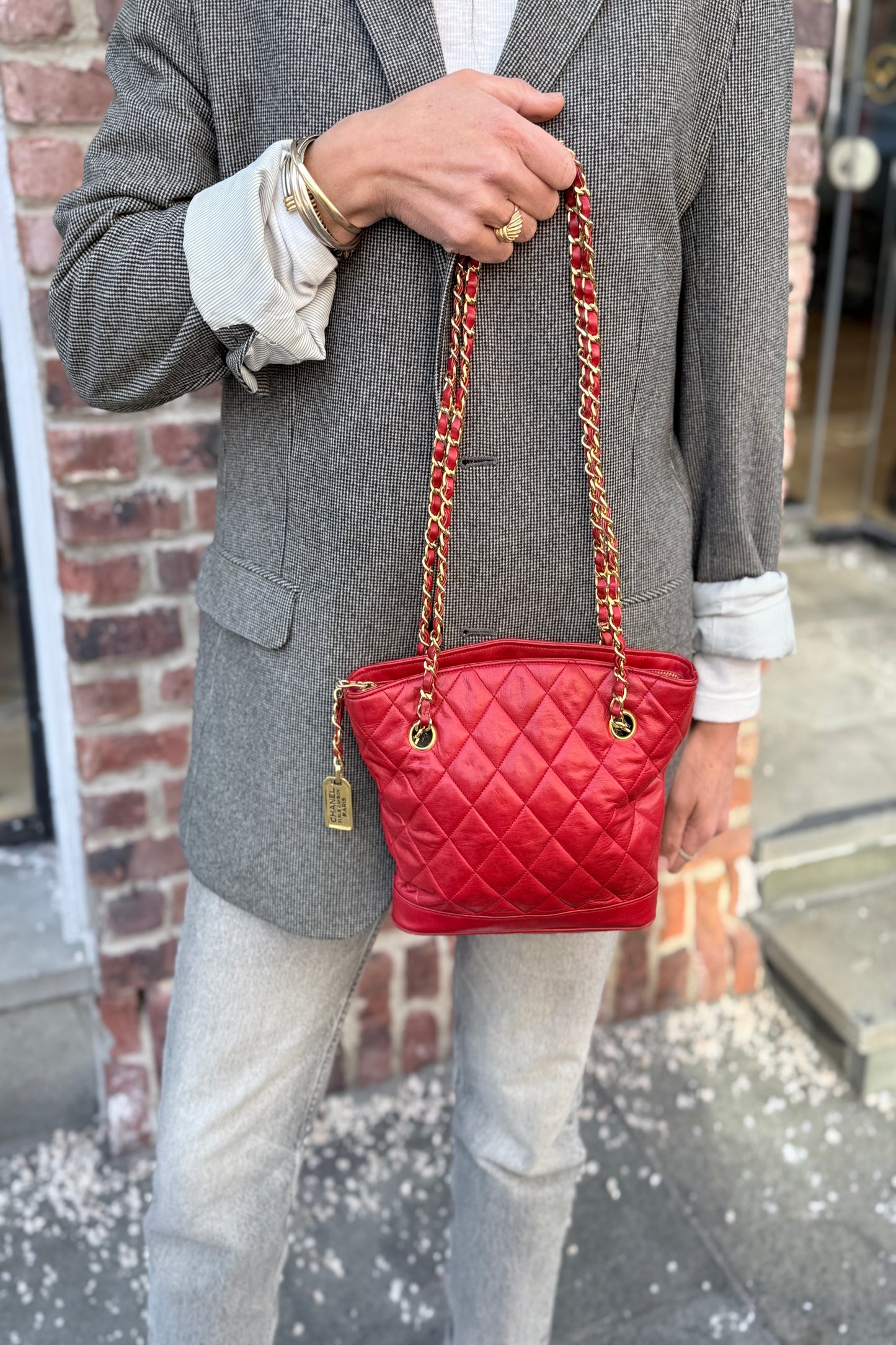 CHANEL Vintage lambskin Satchel Gold Hardware