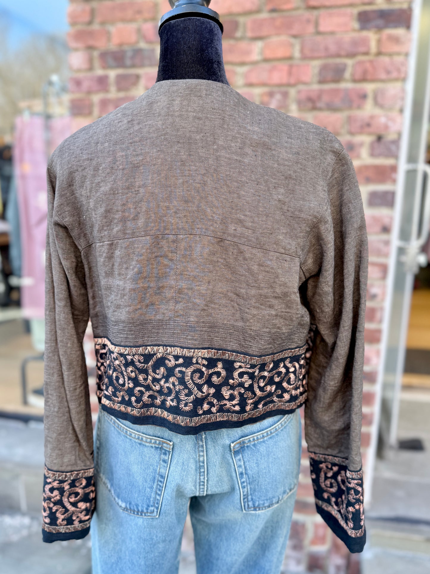 DRIES VAN NOTEN Embroidered Linen Jacket / M