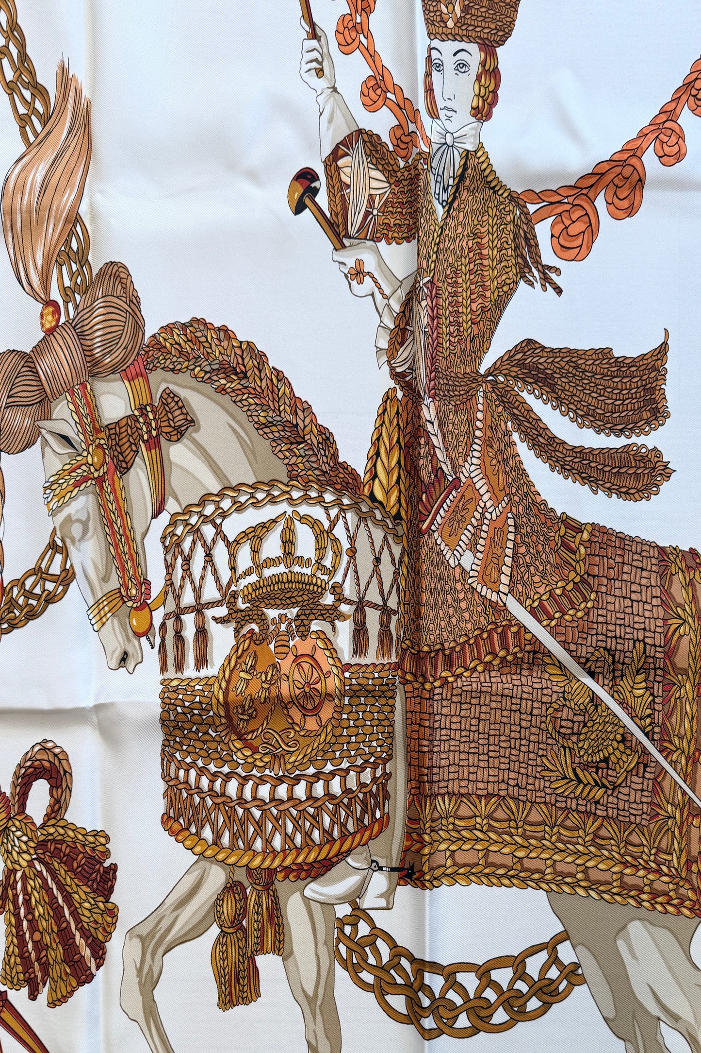HERMES Scarf "LE TIMBALLIER" Silk Carre 90cm