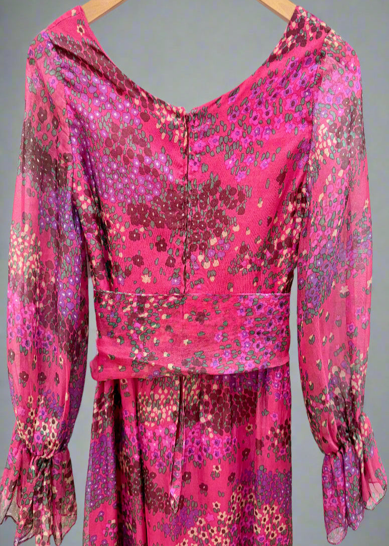 NO BRAND Vintage LS Midi Dress with Belt / M-US12