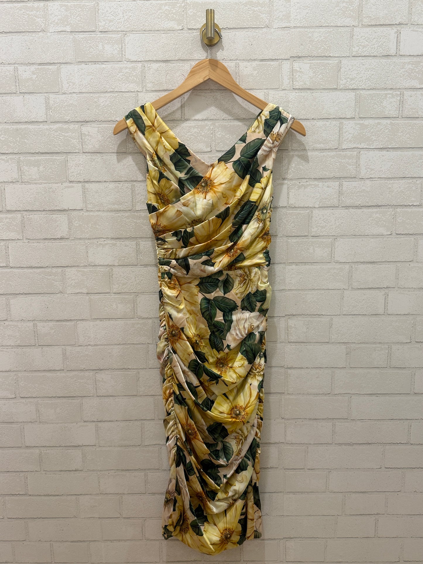 DOLCE & GABBANA No Sleeves Draping Silk Midi Dress/XS