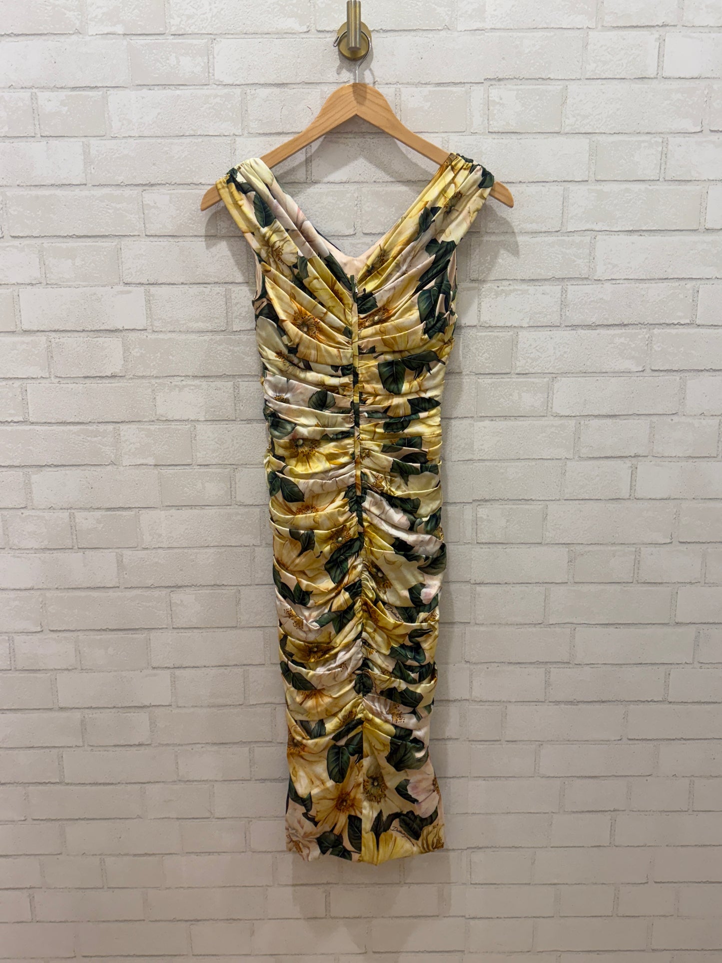 DOLCE & GABBANA No Sleeves Draping Silk Midi Dress/XS