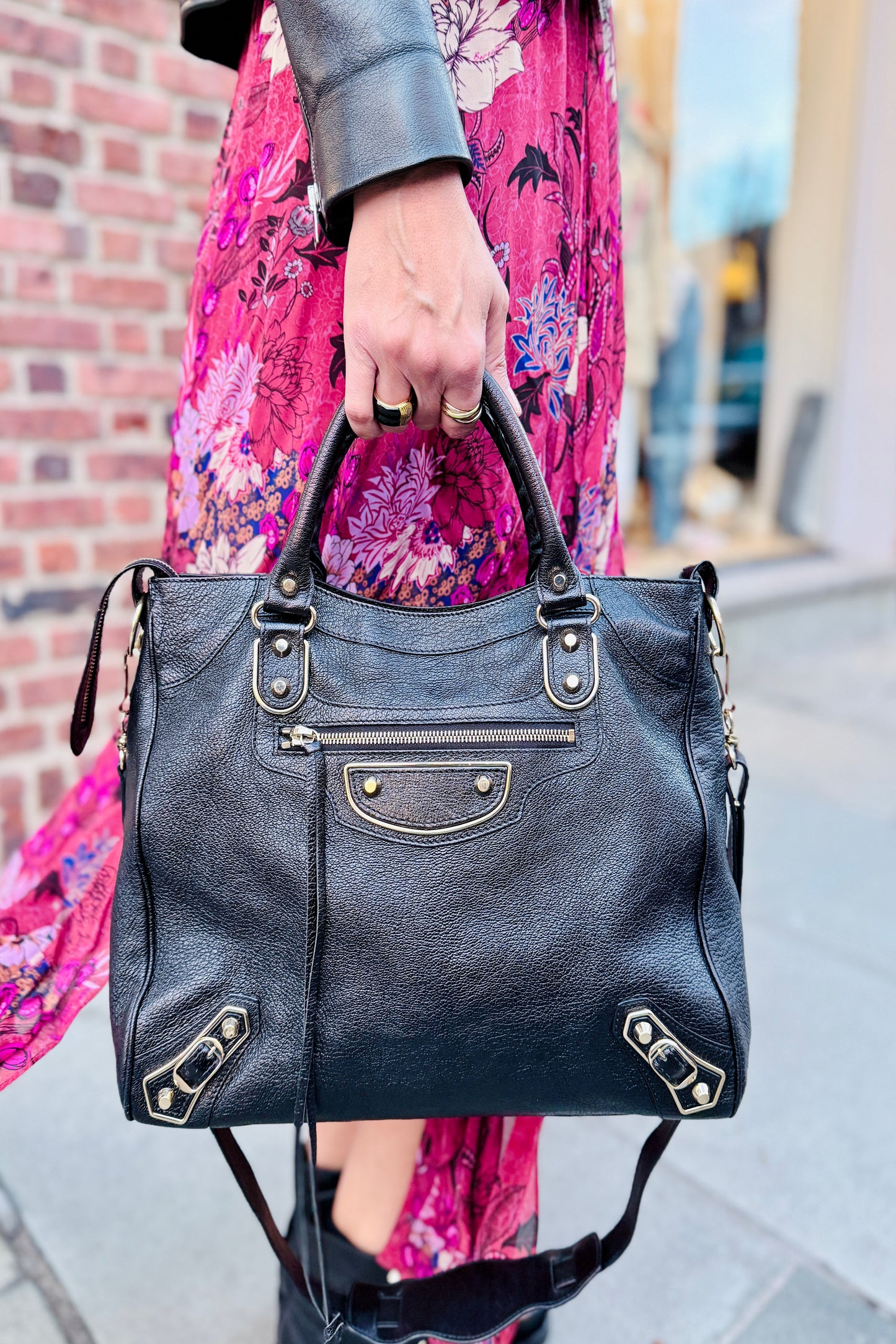 BALENCIAGA City Metallic Edge Medium Leather Bag