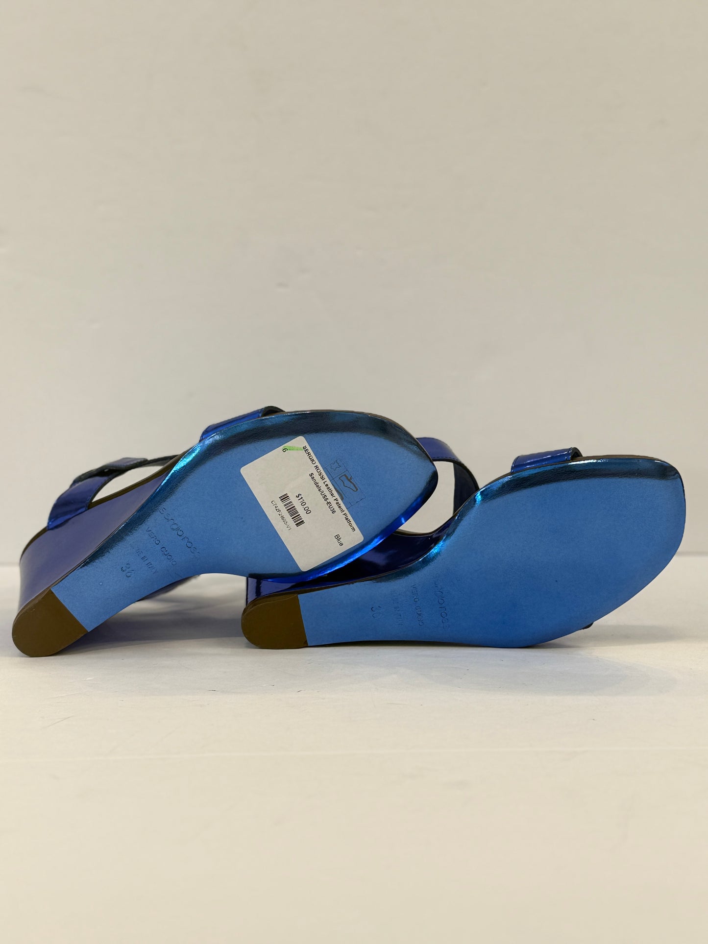 SERGIO ROSSI Leather Patent Platform Sandals/US6-EU36