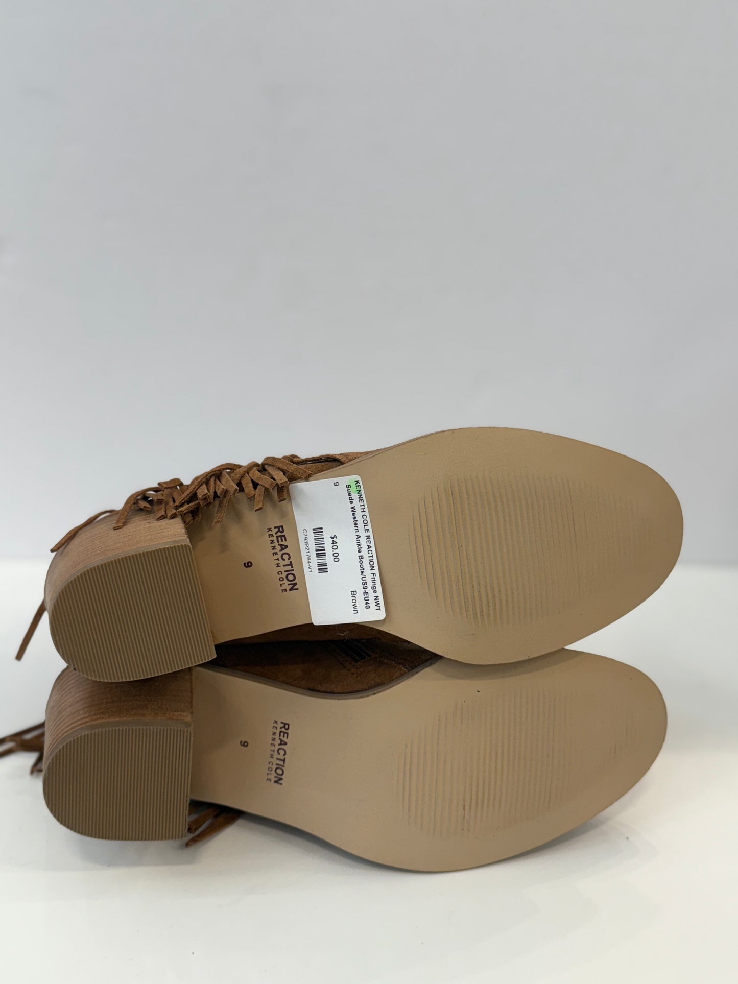 KENNETH COLE REACTION Fringe NWT Suede Western Ankle Boots/US9-EU40