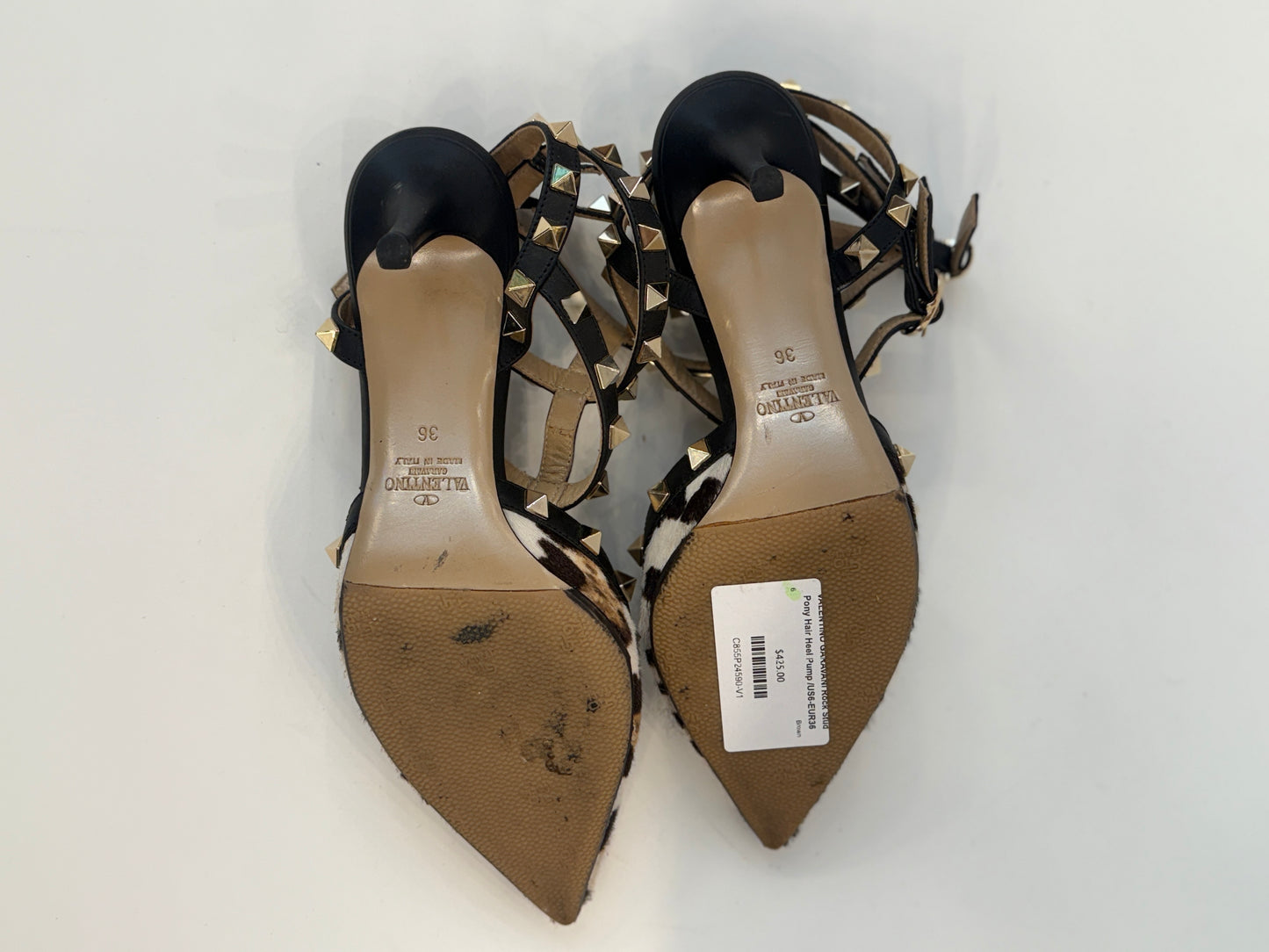 VALENTINO GARAVANI Rock Stud Pony Hair Heel Pump /US6-EUR36