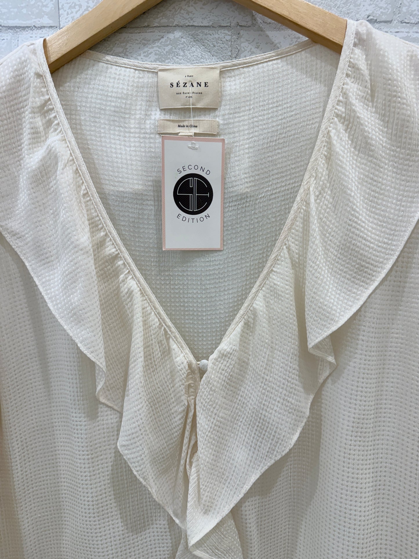 SEZANE LS Silk Buttoned Blouse / L-EU42