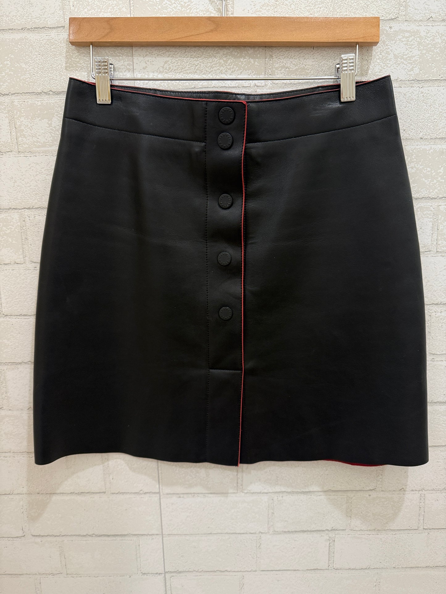 SANDRO Leather Midi Buttoned Skirt/ S