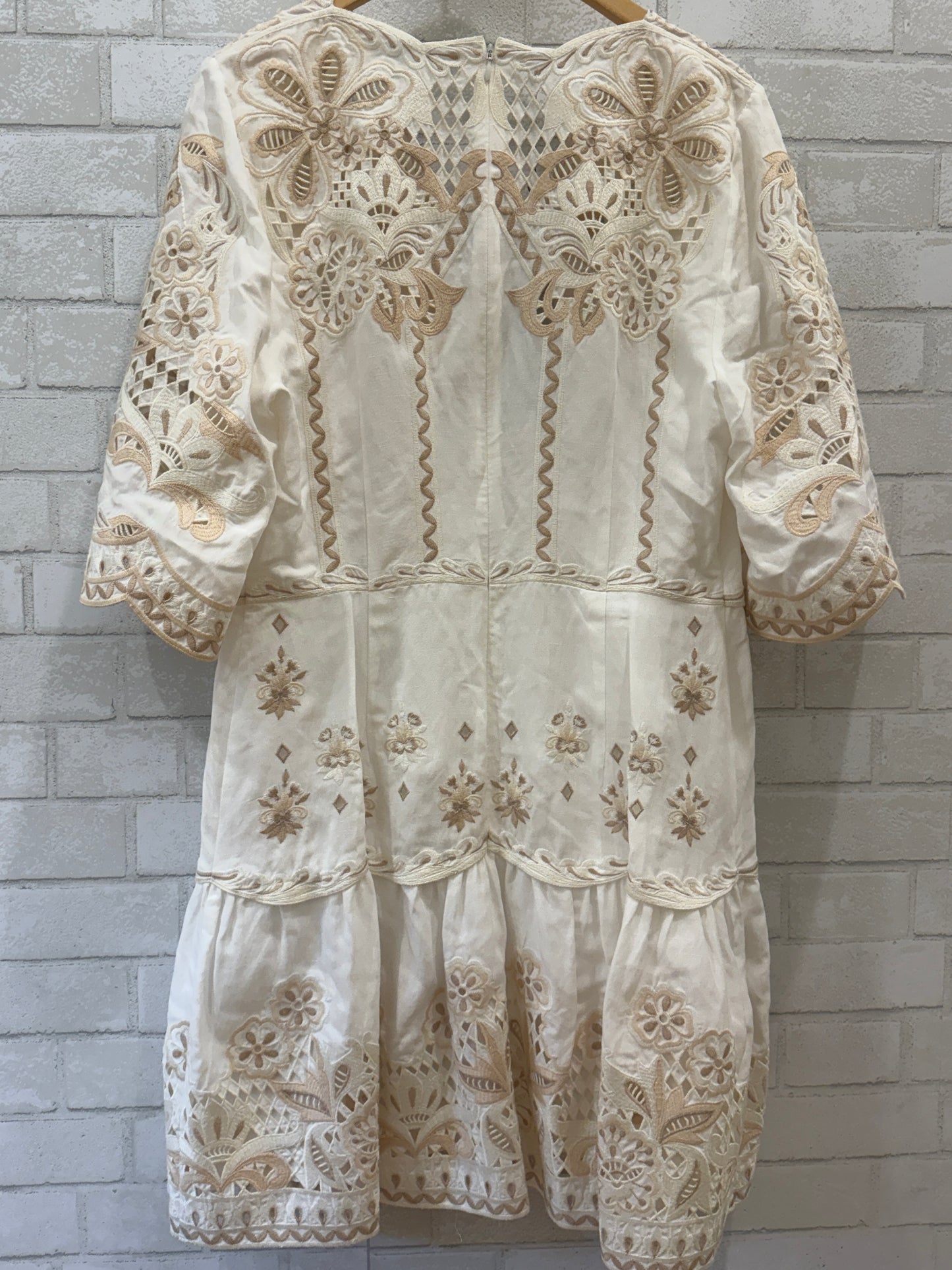 KOBI HALPERIN NWT EMbroided VNeck 3/4 Sleeves Midi Dress/L