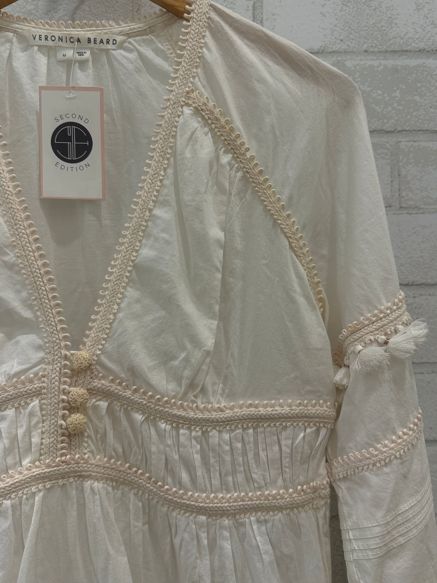 VERONICA BEARD LS Midi V Dress with Buttons/M