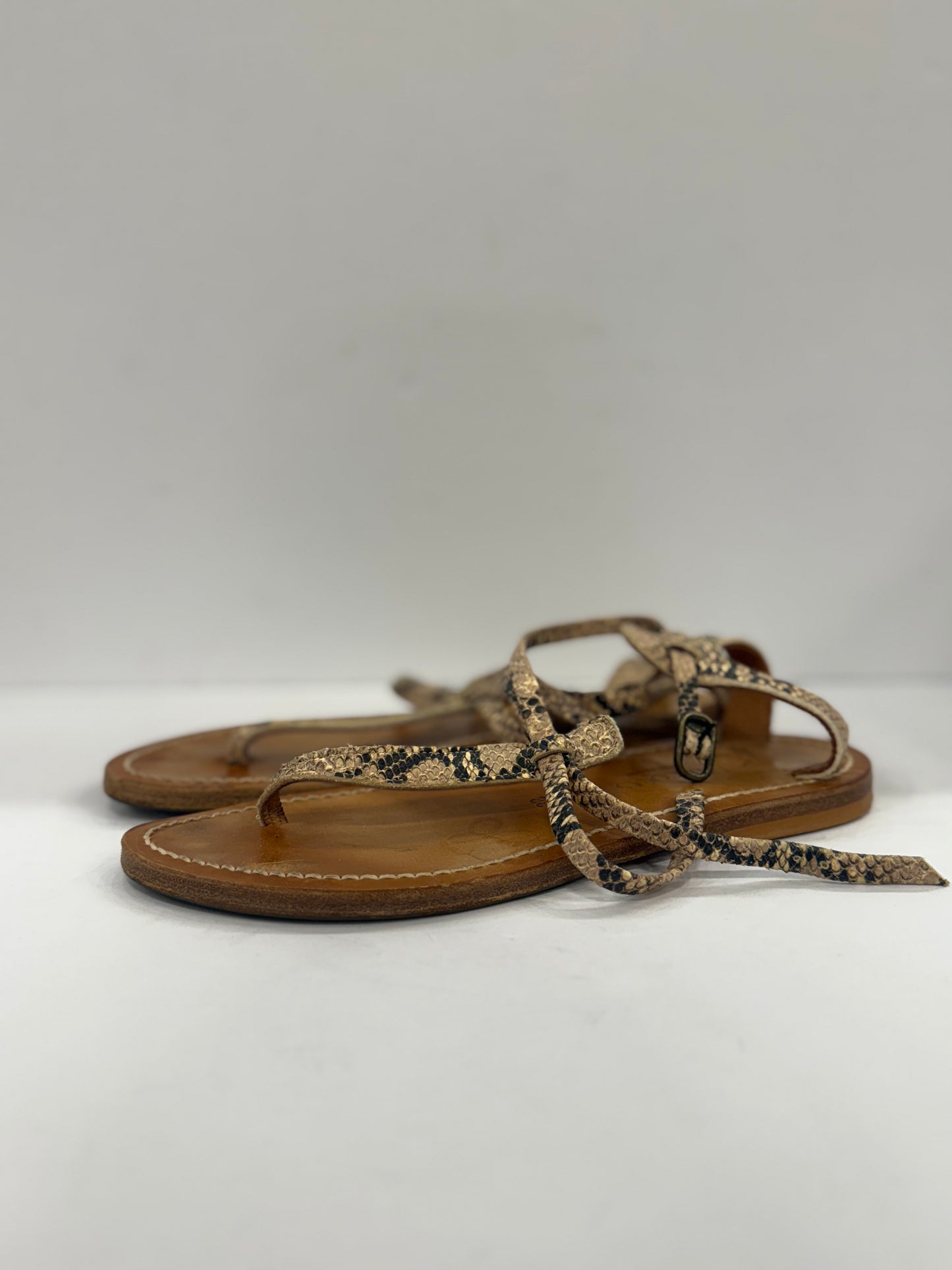 K JACQUES Snake Effect Leather Sandals / 7-EU38