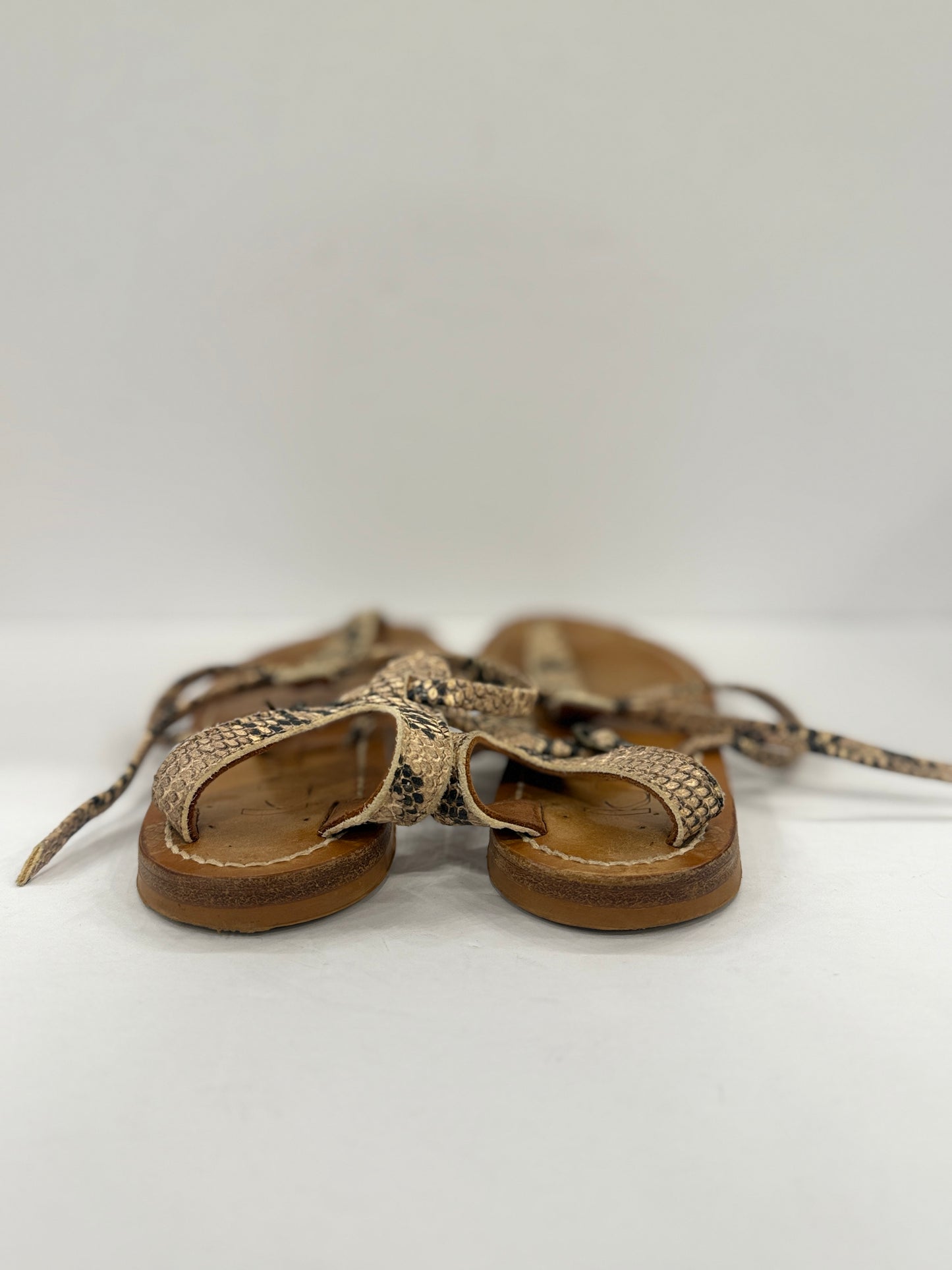 K JACQUES Snake Effect Leather Sandals / 7-EU38