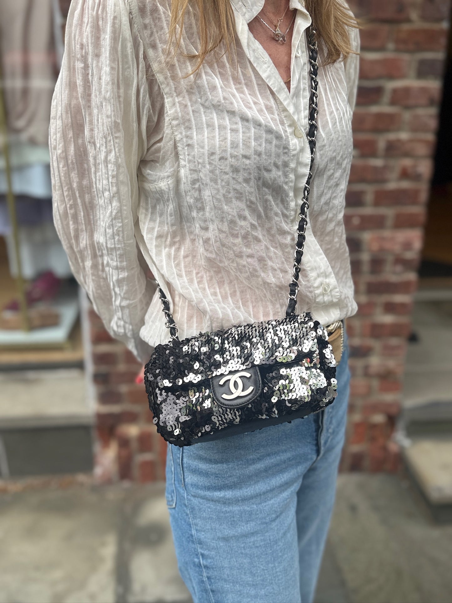 CHANEL Classic Sequin Rectangular Mini Flap Bag
