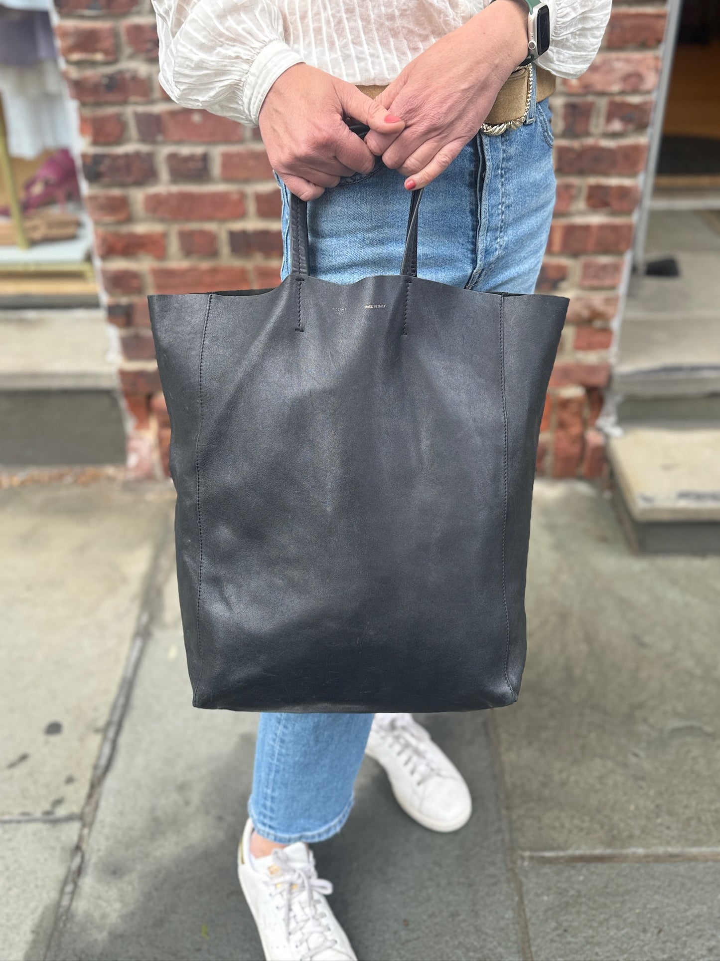 CELINE Leather Vertical Tote Bag
