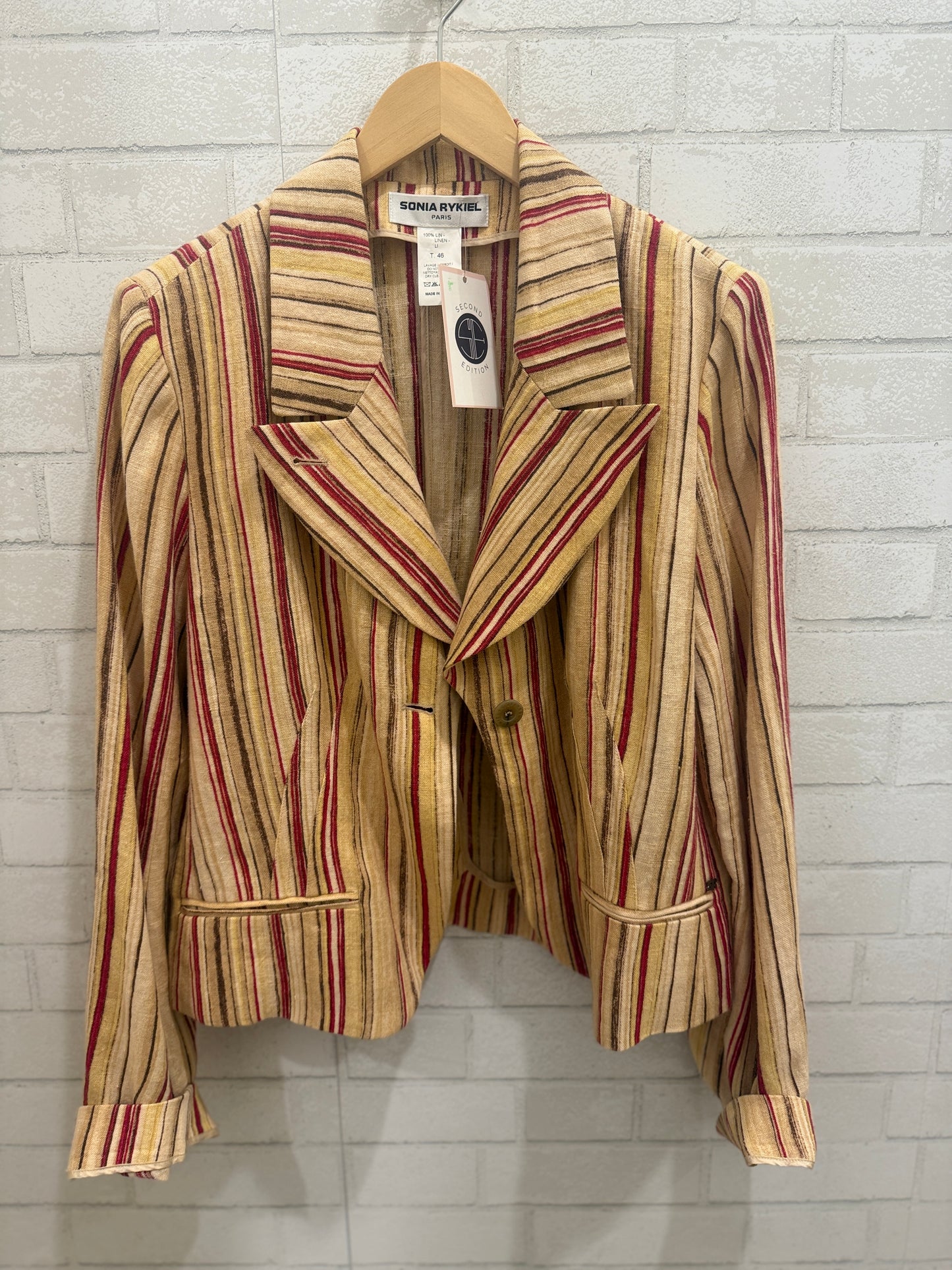 SONYA RYKIEL Striped Linen Blazer / XL-EU46