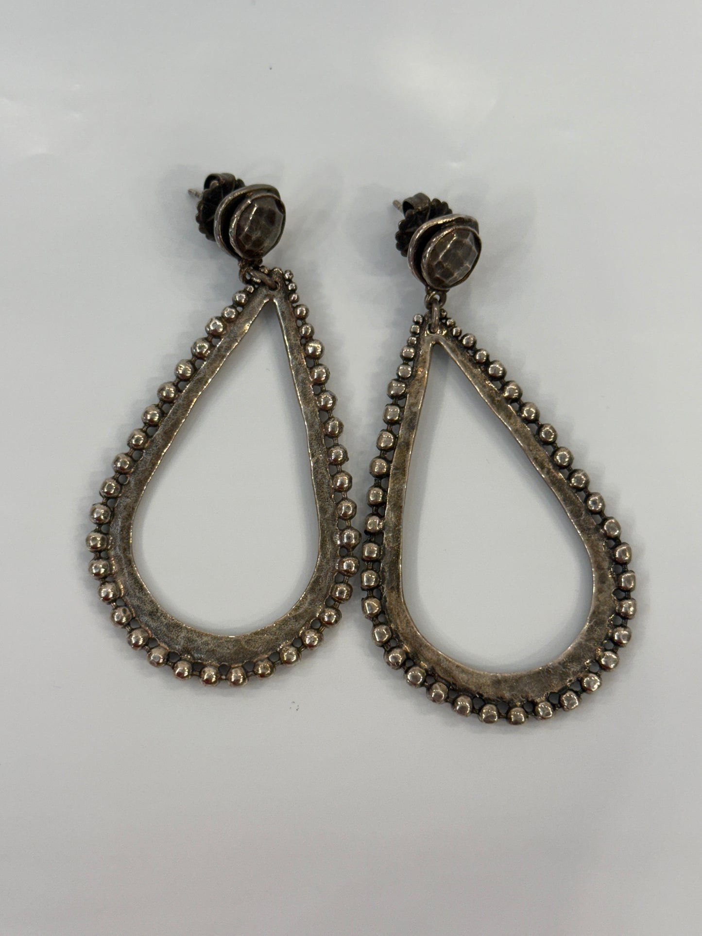 GAS Long Silver Hoop Earrings