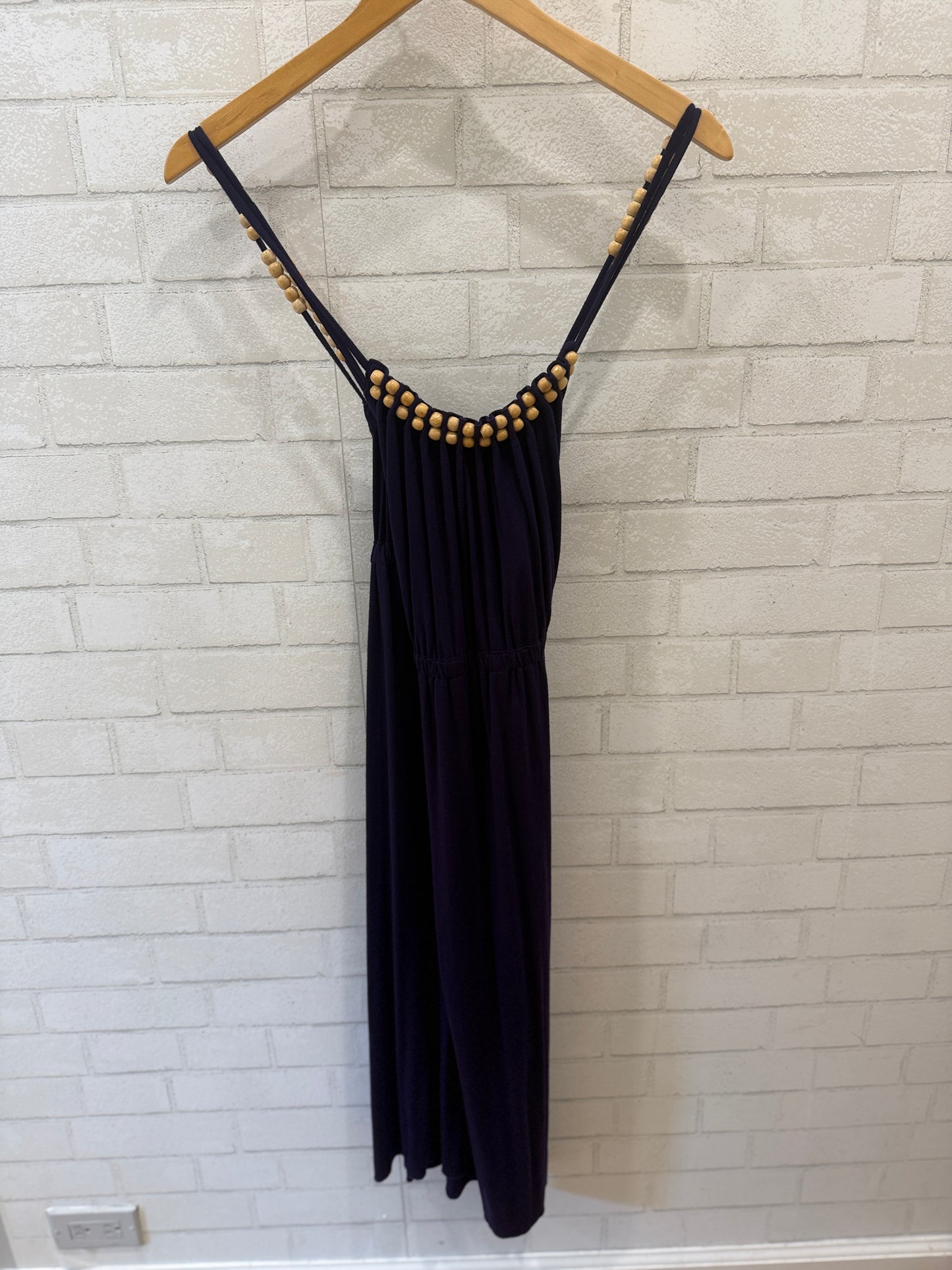 REVISITATION Purple Cotton Dress w. Wood Bead / Size OS