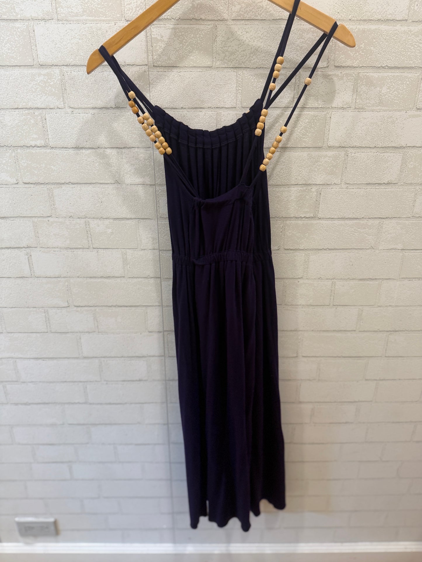 REVISITATION Purple Cotton Dress w. Wood Bead / Size OS