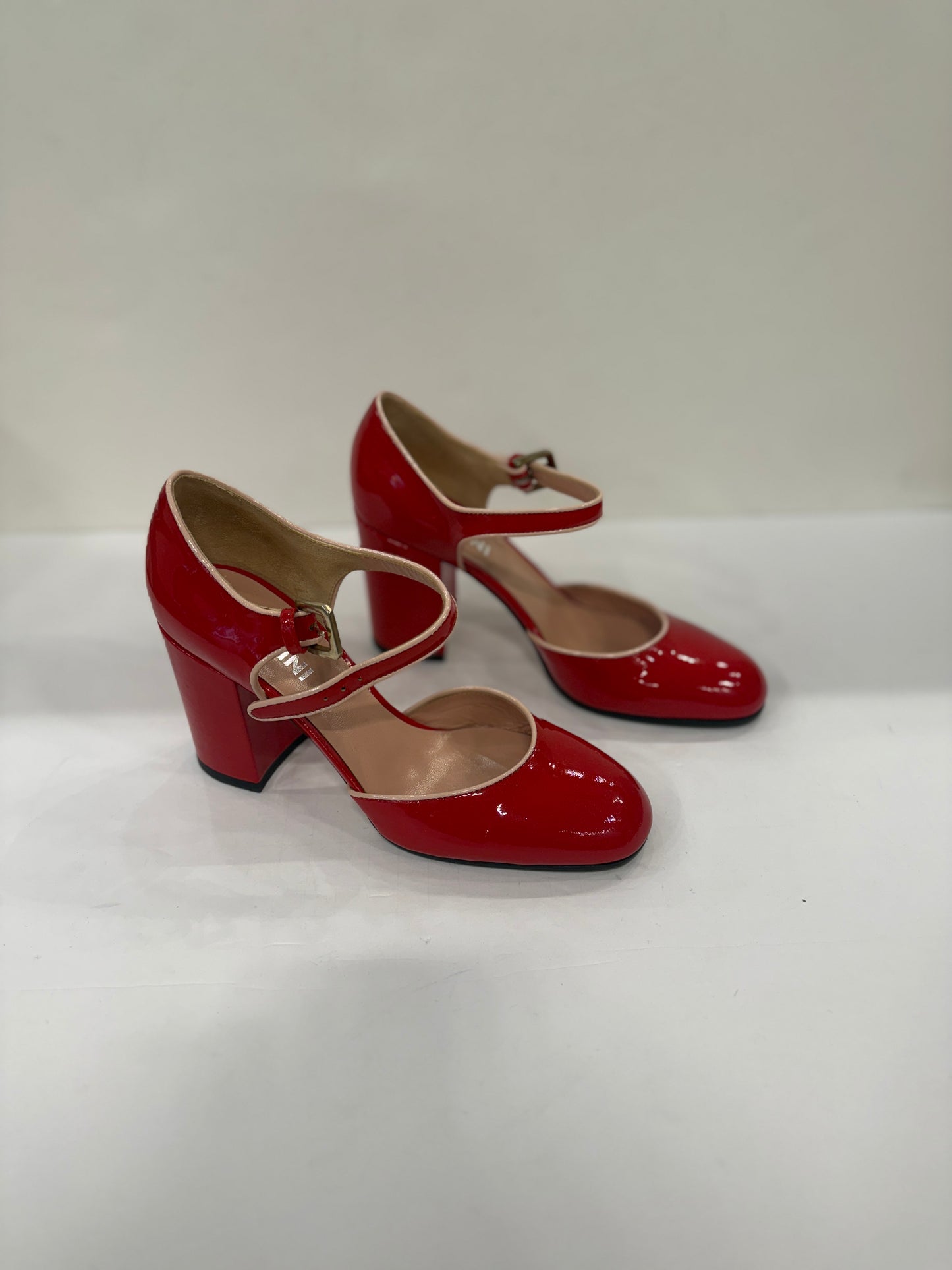 POLLINI HHeels Patent Leather Mary Jane Sandals/EU37-US7