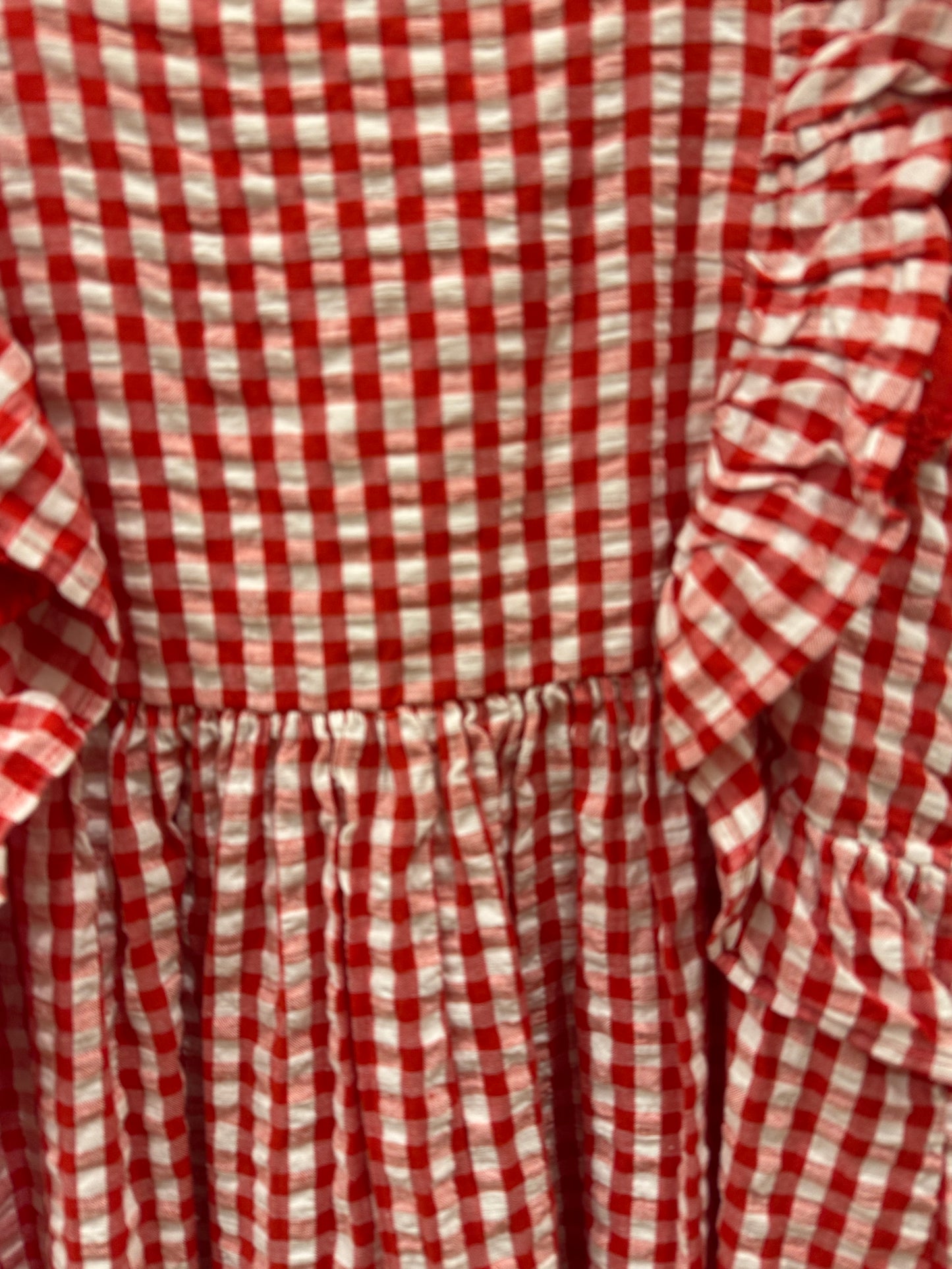 VERTBAUDET NWT Red Chequered Girl Dress w. Open Back / 12Y