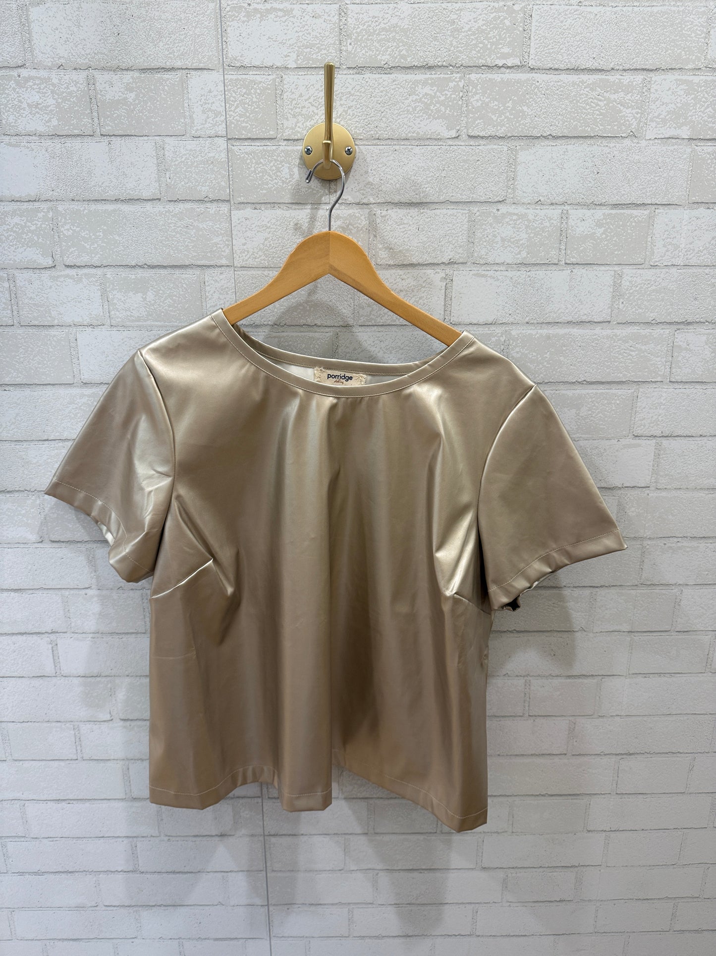 PORRIDGE NWT Faux Leather SS Top/XXL