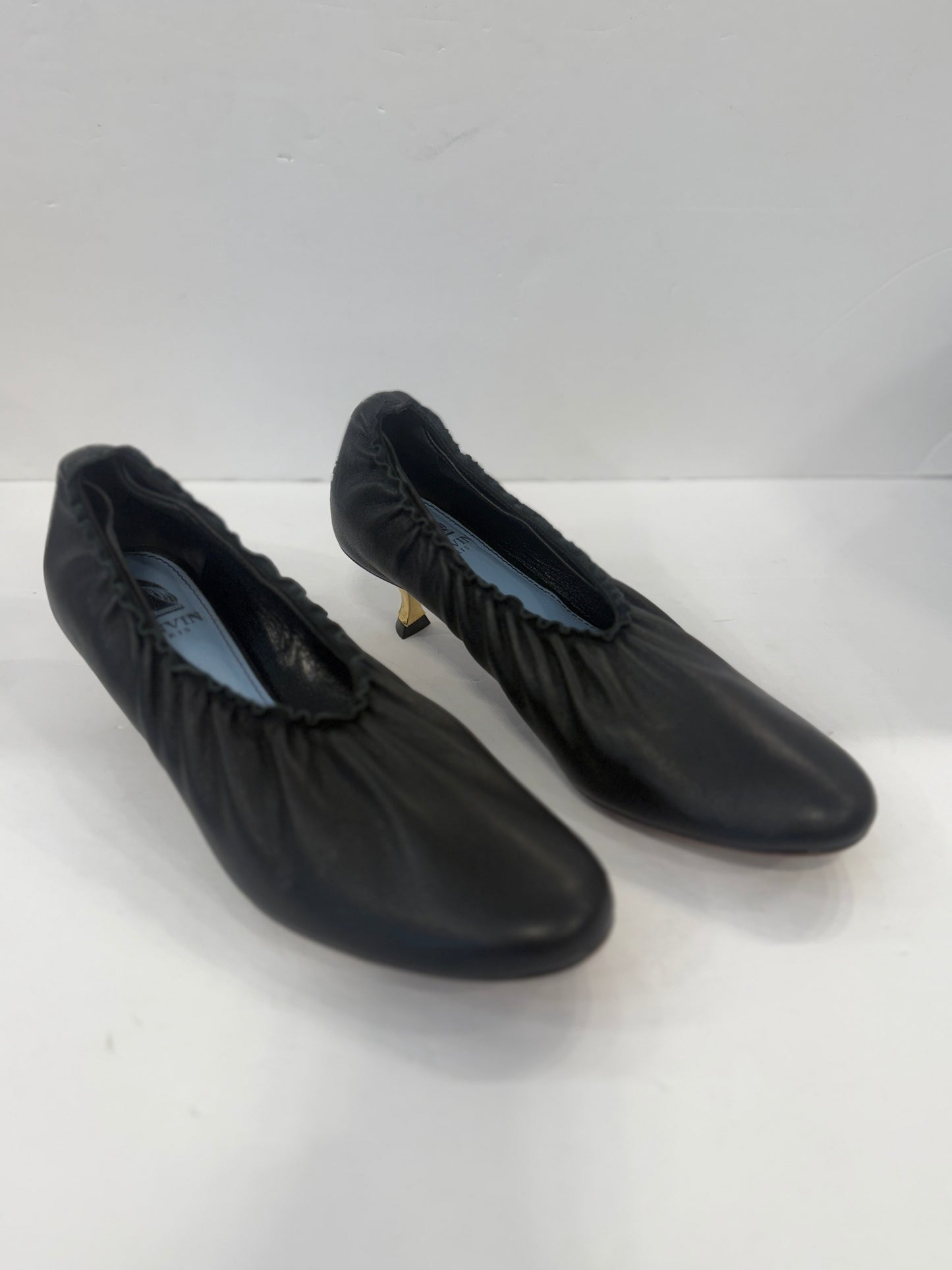 LANVIN Leather Kitty Gold Heels Pumps/EU36.5-Us6.5
