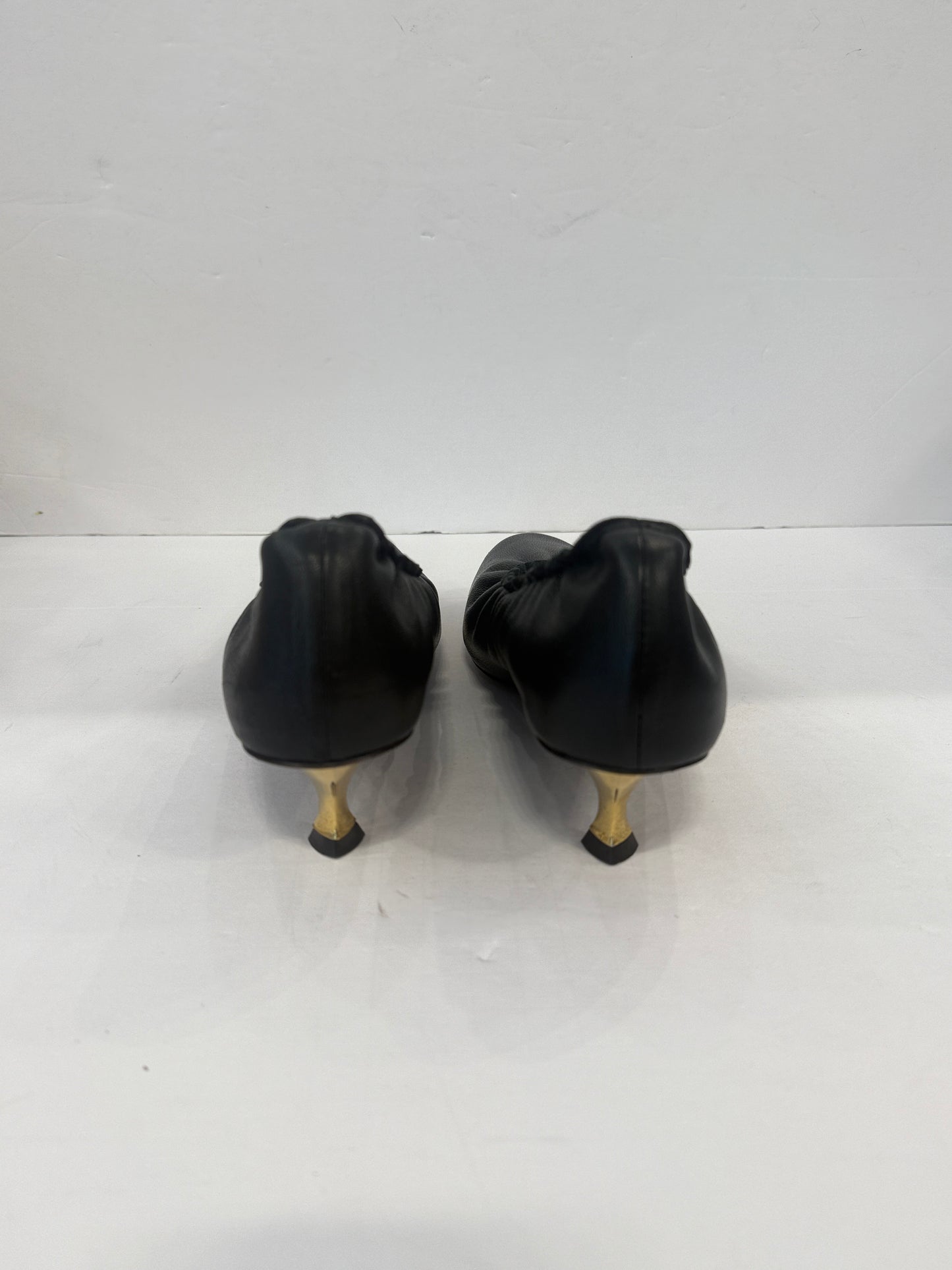 LANVIN Leather Kitty Gold Heels Pumps/EU36.5-Us6.5