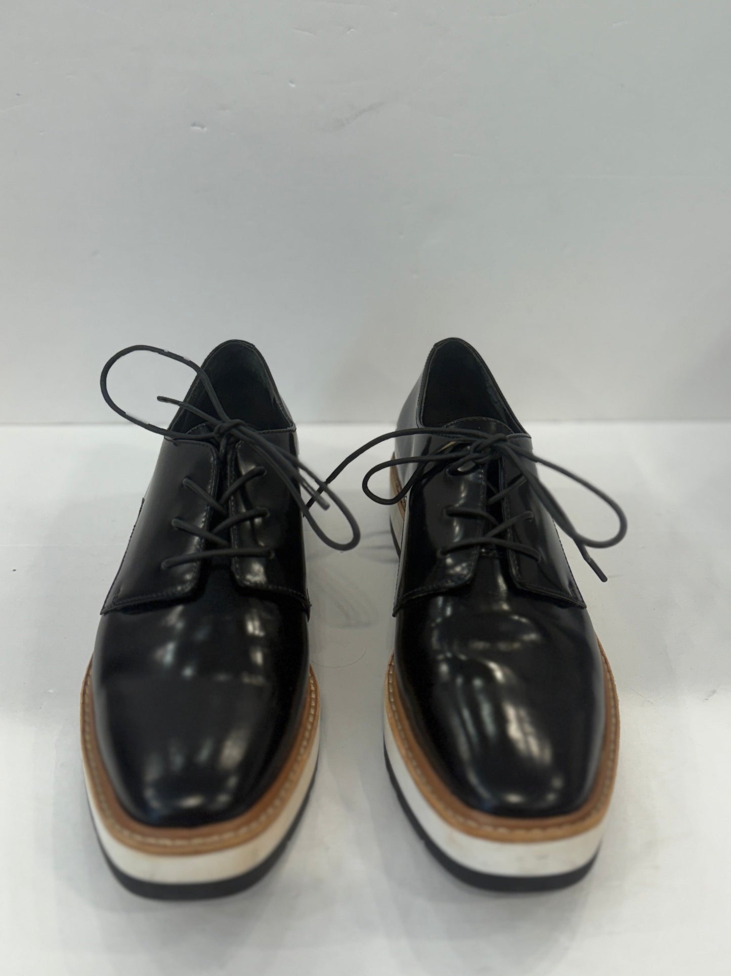 VINCE Reed Glazed Leather Platform Oxford Shoes/EU36-US6
