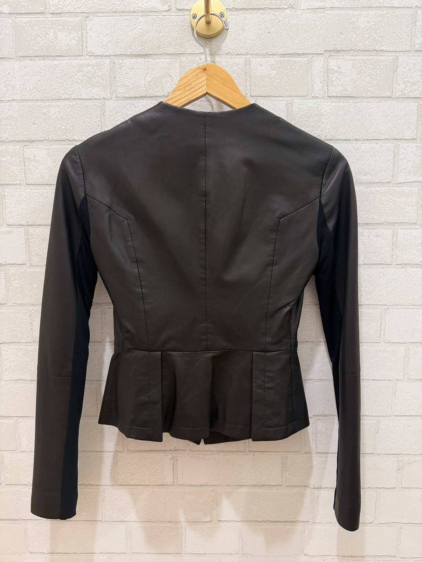 EMPORIO ARMANI Black Leather Jacket / XS