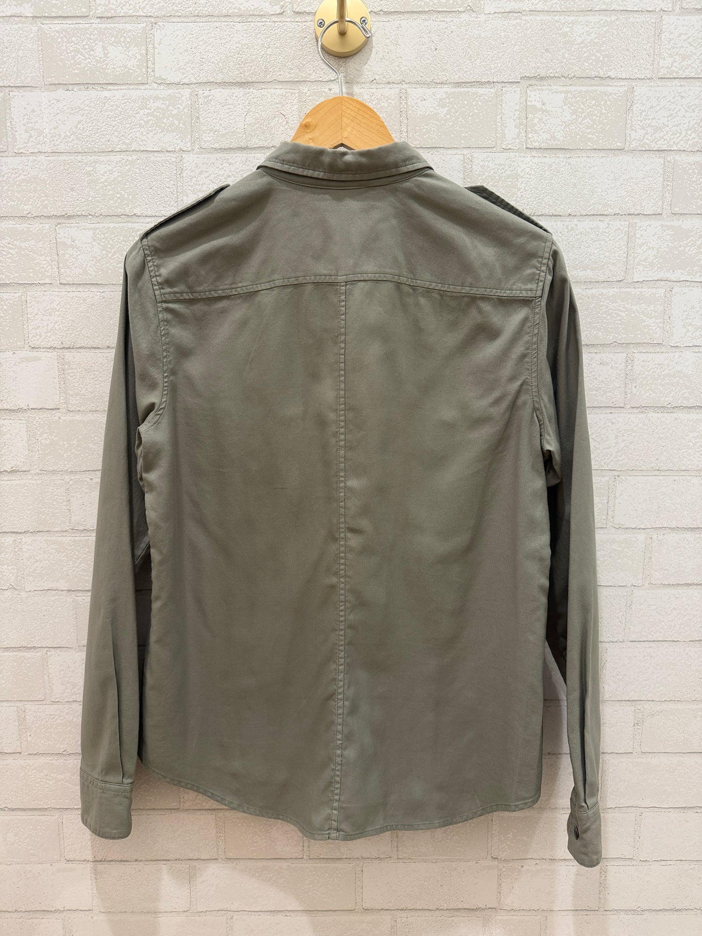 THEORY Army Green LS Shirt / L