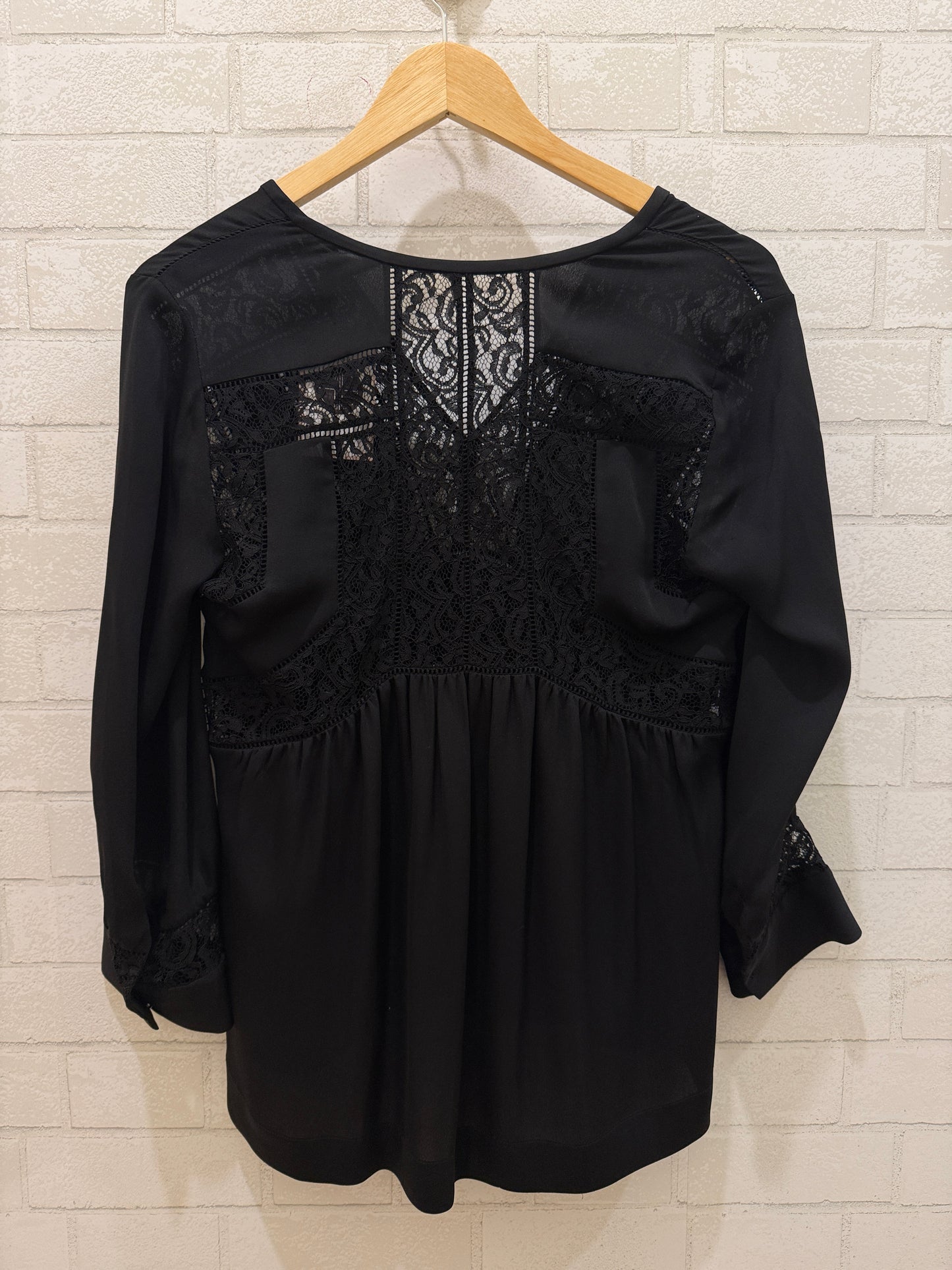 DVF Silk & Lace Ls Blouse/ US4-S