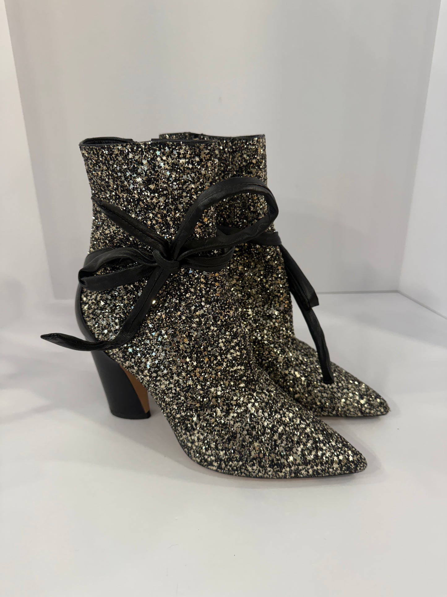 JIMMY CHOO Glitter Star Booties/ US8-EU38
